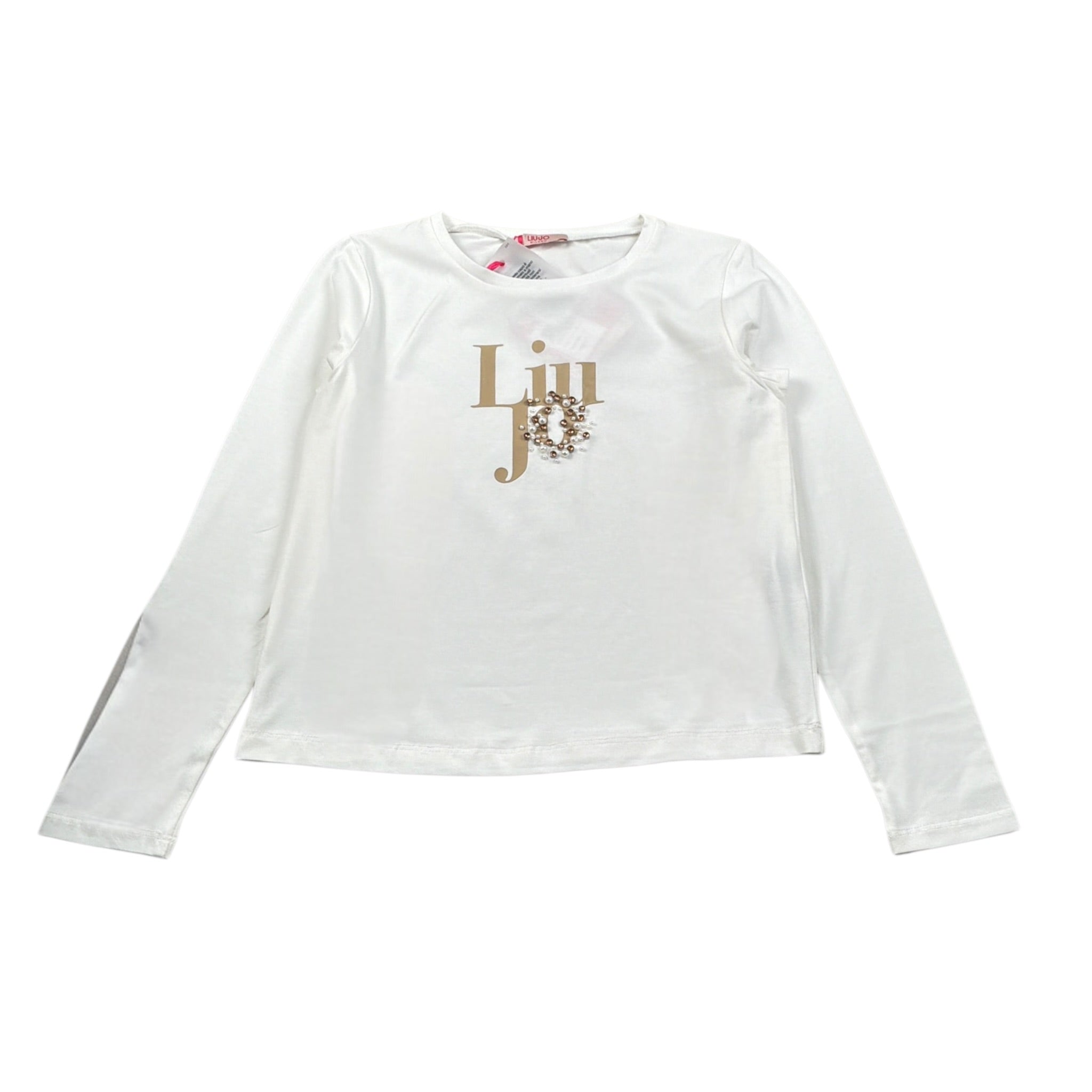 Liu Jo Shirt Girocollo tinta unita con Brillantini Nero per Bambina GF5108X NERO LIU JO 