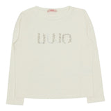 Liu Jo Shirt Girocollo tinta unita con Brillantini Bianco per Bambina GF5108XXX BIANCO LIU JO 
