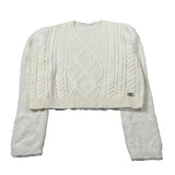 Liu Jo Maglia Girocollo tinta unita con Logo Panna per Bambina GF5114 PANNA LIU JO 