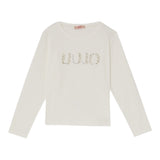 Liu Jo Shirt Girocollo tinta unita con Brillantini Panna per Bambina GF5208 PANNA LIU JO 