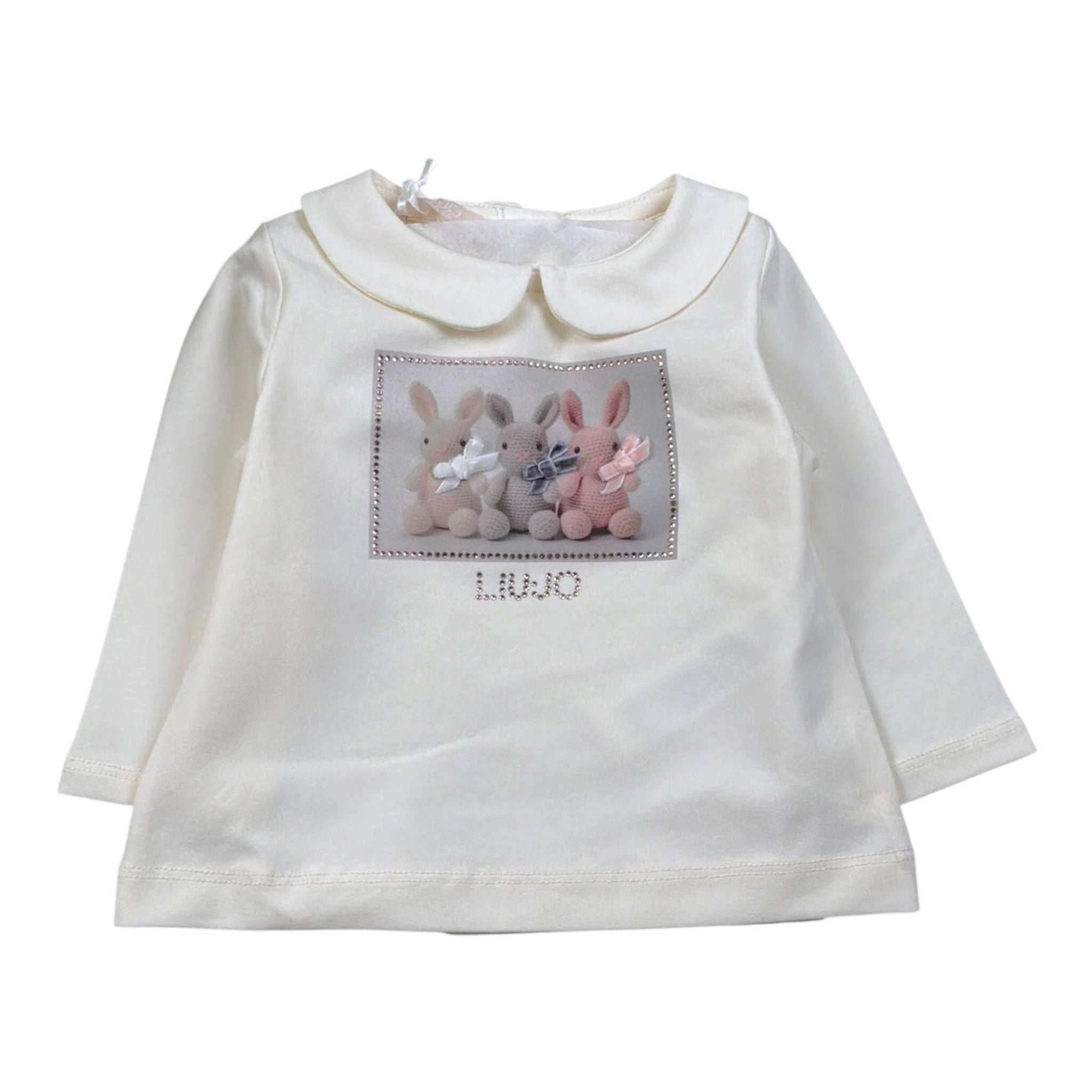 Liu Jo Shirt tinta unita con Stampa E Colletto Panna per Neonata HF4041J0088 PANNA LIU JO 