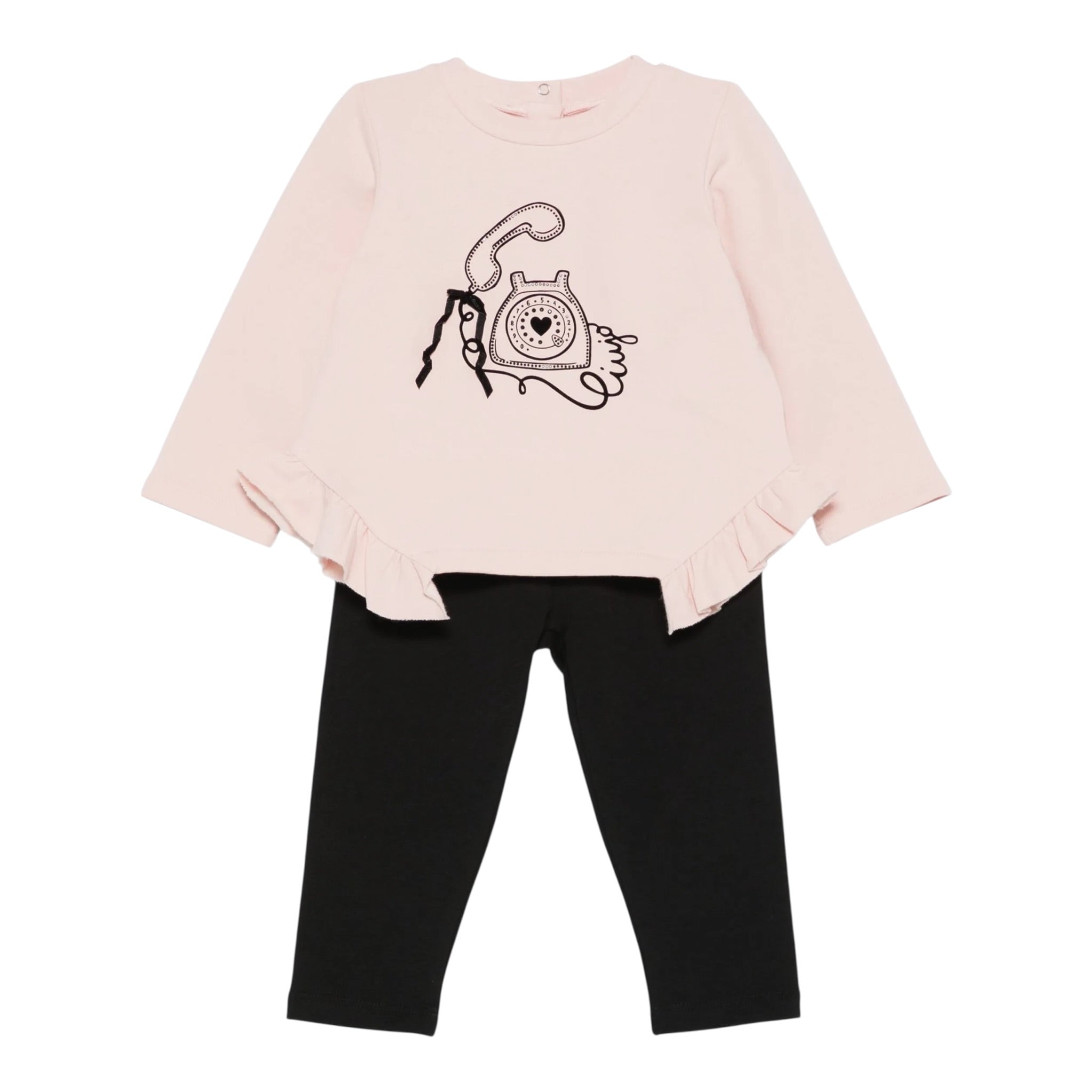 Liu Jo Completo 2Pz Felpa-Leggins Bicolore Rosa/Nero per Neonata HF5038XX ROSA/NERO LIU JO 