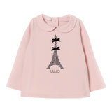 Liu Jo Shirt Girocollo tinta unita con Stampa Rosa per Neonata HF5040 ROSA LIU JO 