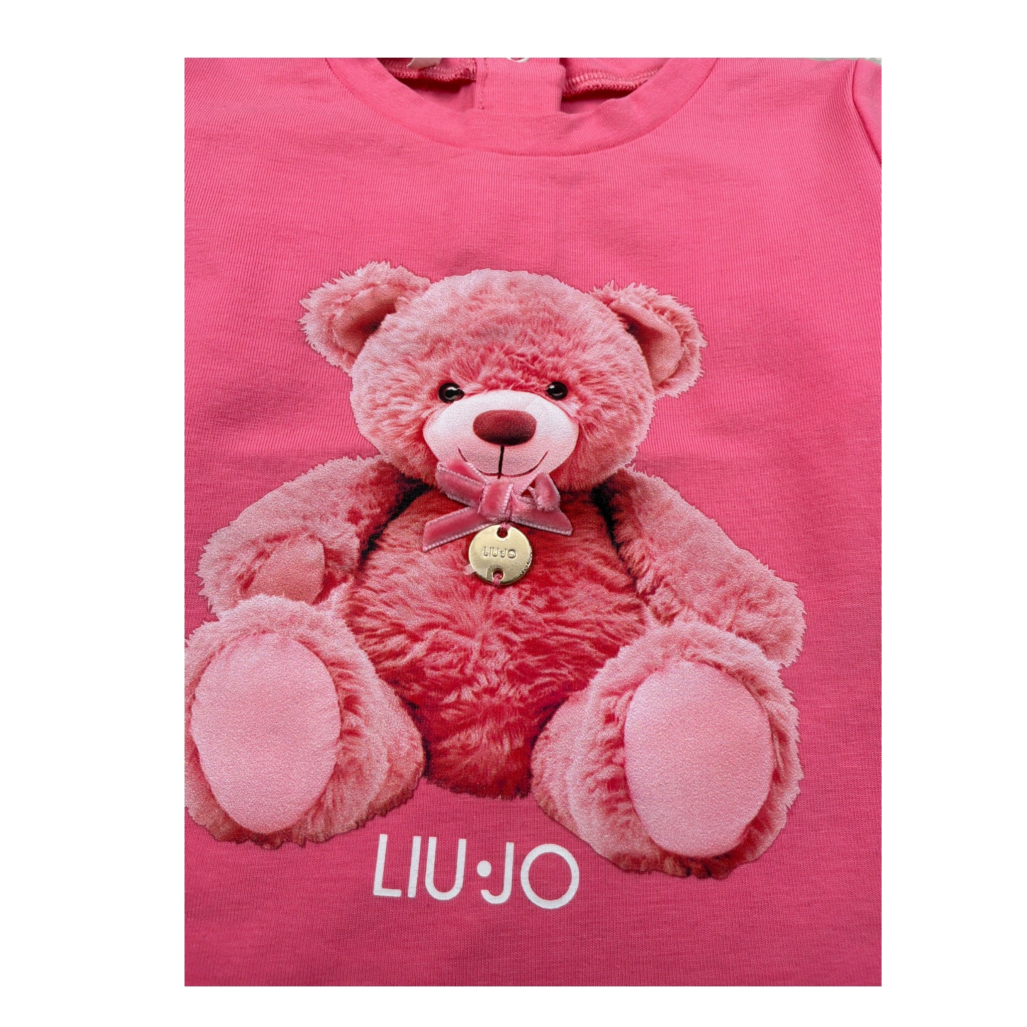 Liu Jo Shirt Girocollo tinta unita con Stampa Rosa per Neonata HF5052X ROSA LIU JO 