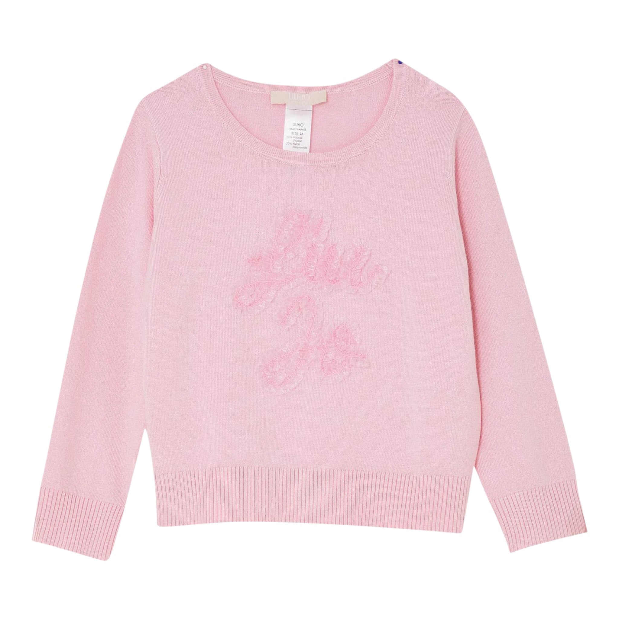 Liu Jo Maglia tinta unita con Ricamo Rosa per Neonata KA4035 ROSA LIU JO 