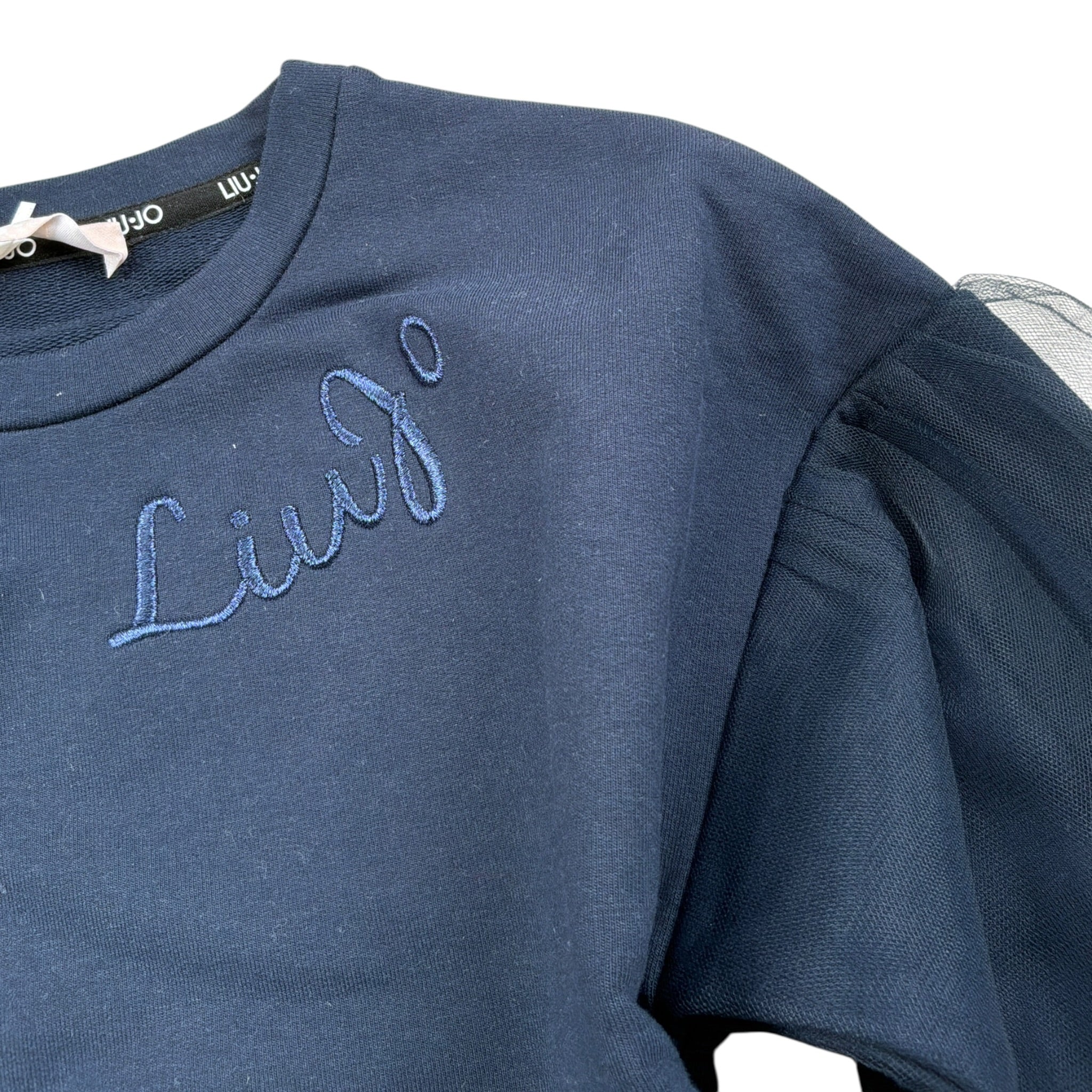 Liu Jo Felpa tinta unita con Maniche In Tulle Blu per Bambina KF3009 BLU LIU JO 