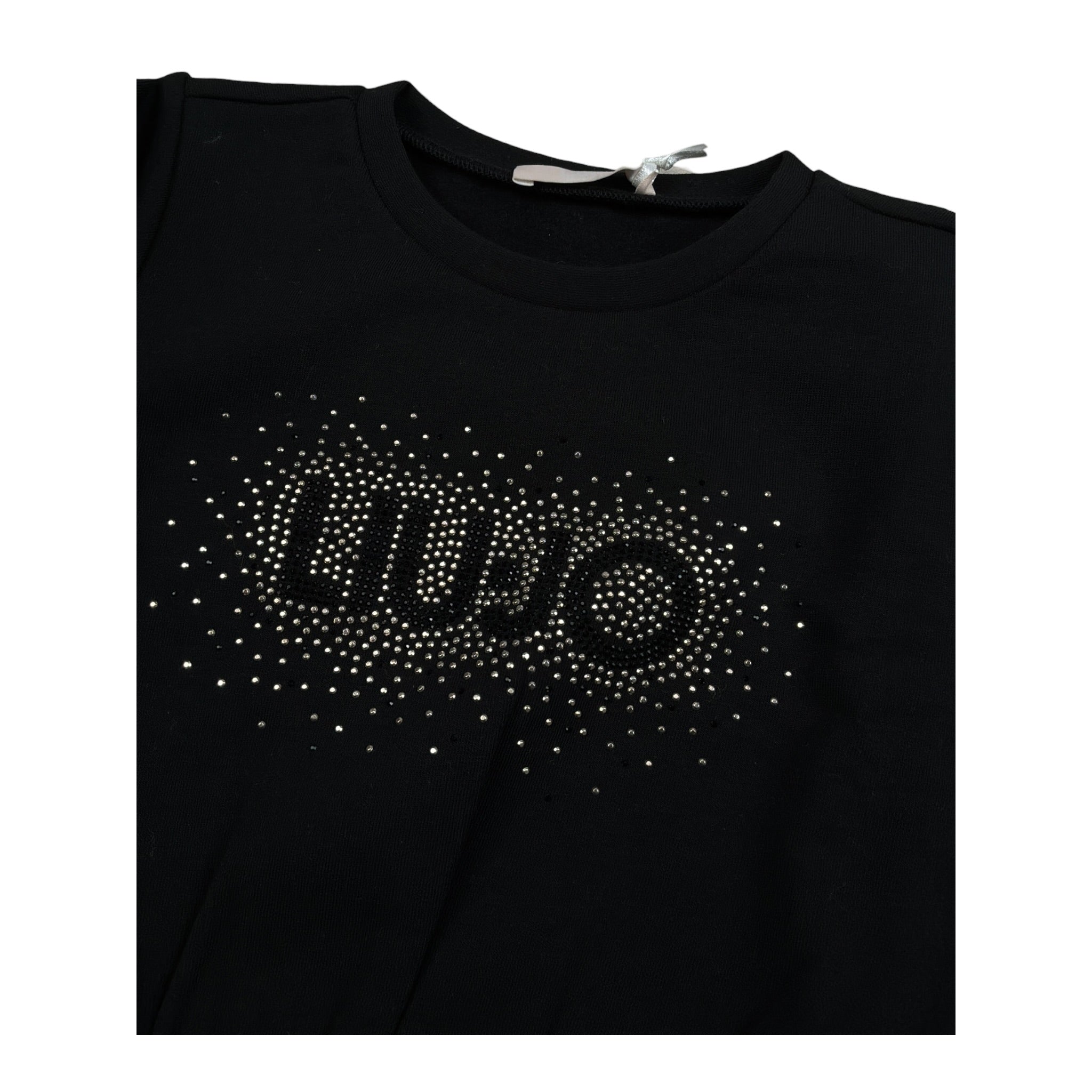 Liu Jo Abito Girocollo tinta unita con Brillantini Nero per Bambina KF5004X NERO LIU JO 
