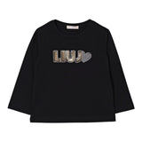 Liu Jo Shirt tinta unita con Stampa Nero per Neonata KF5033 NERO LIU JO 
