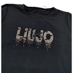 Liu Jo Shirt Girocollo tinta unita con Brillantini Nero per Neonata KF5048J NERO LIU JO 