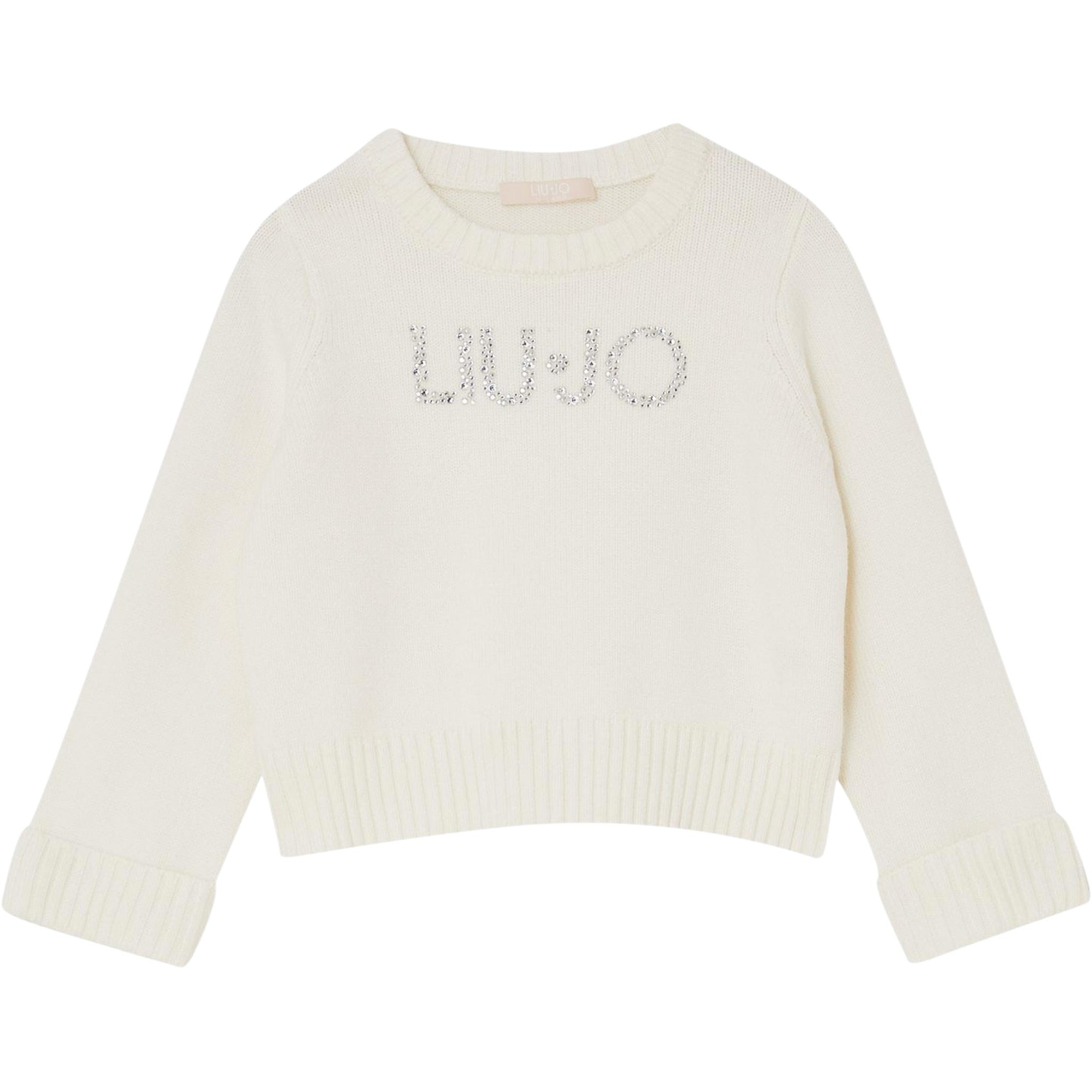 Liu Jo Maglia Girocollo tinta unita con Brillantini Panna per Bambina KF5055JXXX PANNA LIU JO 