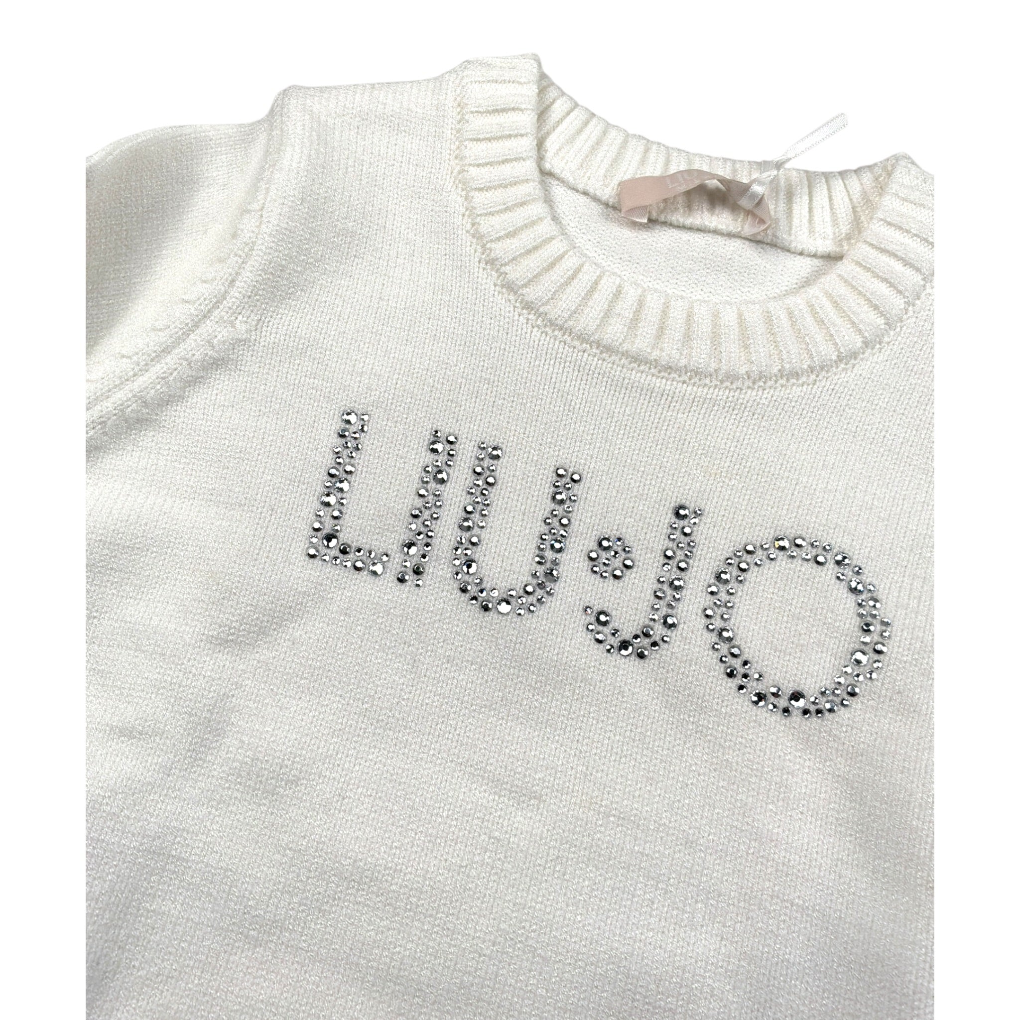 Liu Jo Maglia Girocollo tinta unita con Brillantini Panna per Neonata KF5055 PANNA LIU JO 