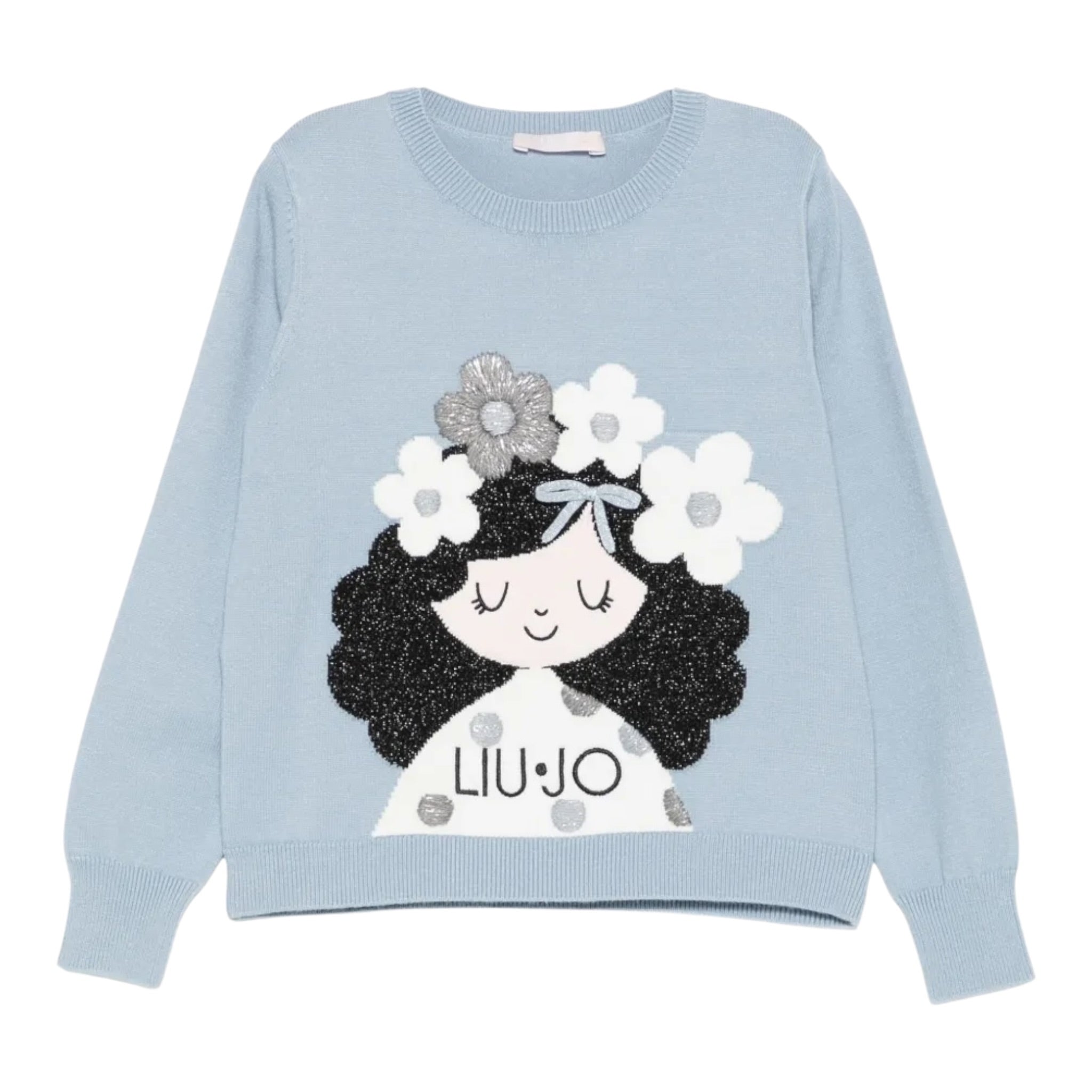 Liu Jo Maglia Girocollo tinta unita con Ricami Azzurro per Bambina KF5057X AZZURRO LIU JO 