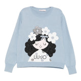 Liu Jo Maglia Girocollo tinta unita con Ricami Azzurro per Neonata KF5057XXXN AZZURRO LIU JO 