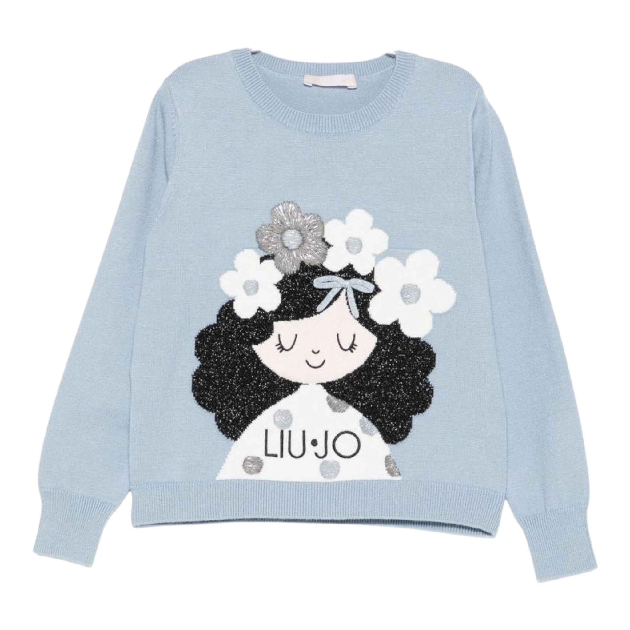 Liu Jo Maglia Girocollo tinta unita con Ricami Azzurro per Neonata KF5057XXXN AZZURRO LIU JO 