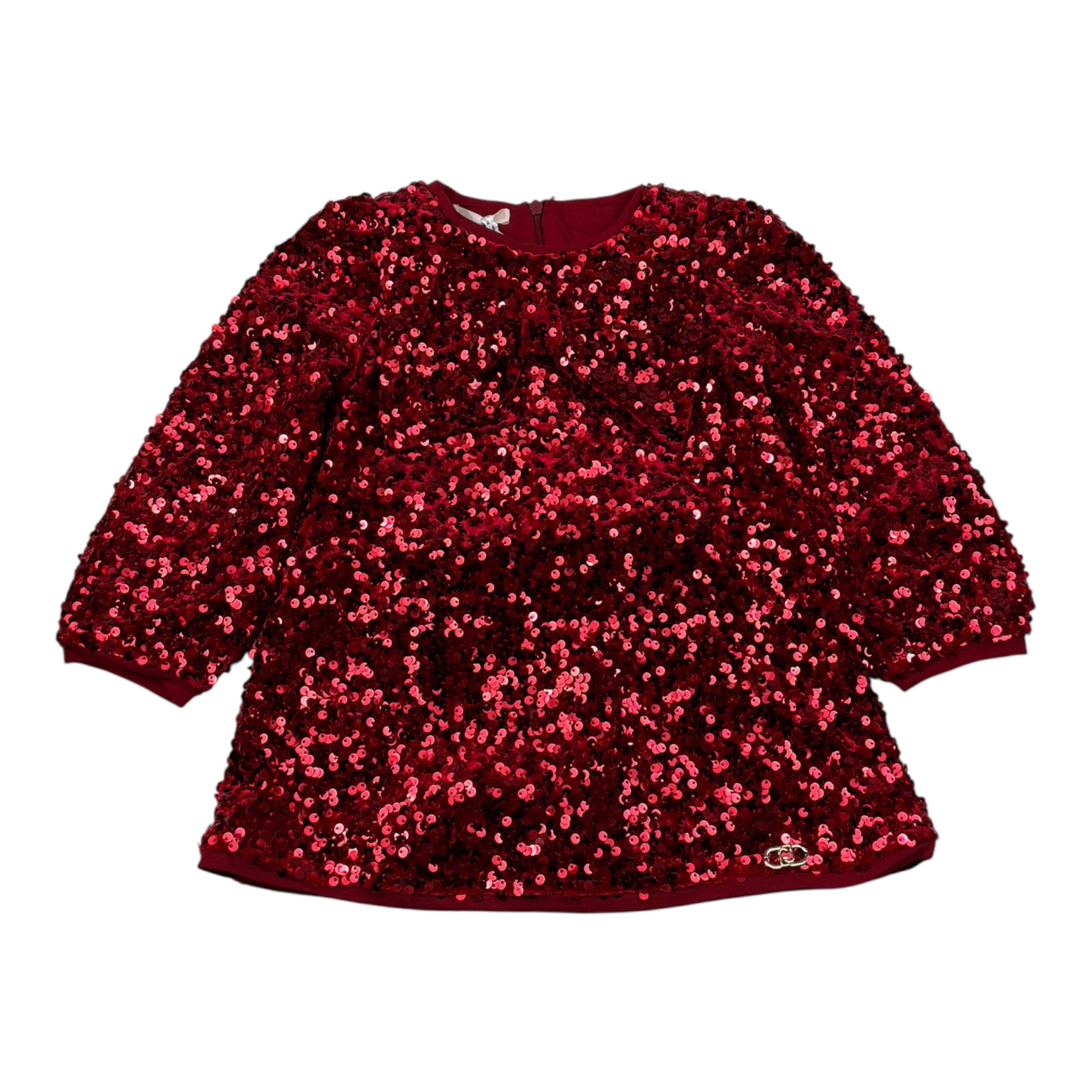 Liu Jo Abito Manica Lunga tinta unita con Paillettes Rosso per Neonata KF5104X ROSSO LIU JO 