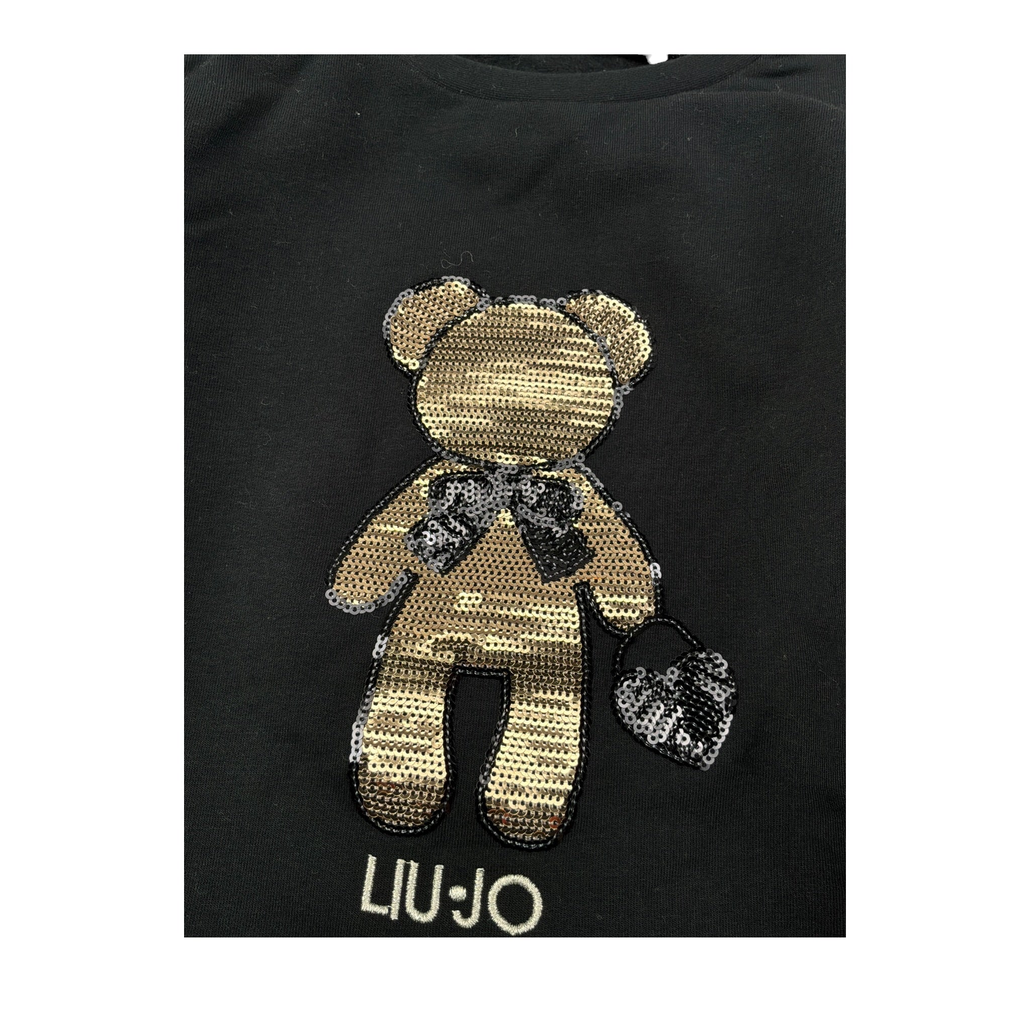 Liu Jo Felpa Chiusa Girocollo tinta unita con Paillettes Nero per Neonata KF5111 NERO LIU JO 