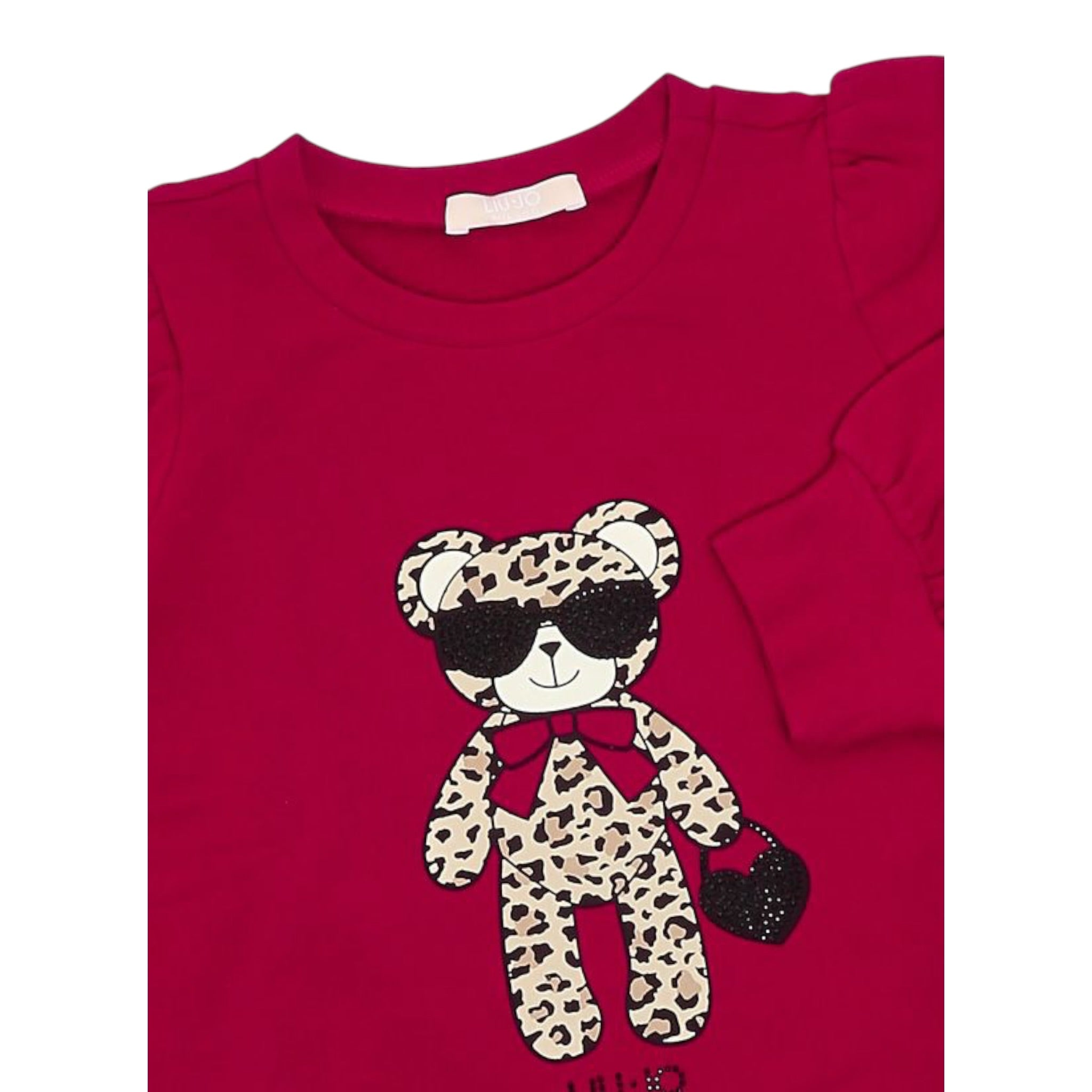 Liu Jo Felpa Chiusa Girocollo tinta unita con Paillettes Rosso per Bambina KF5111X ROSSO LIU JO 