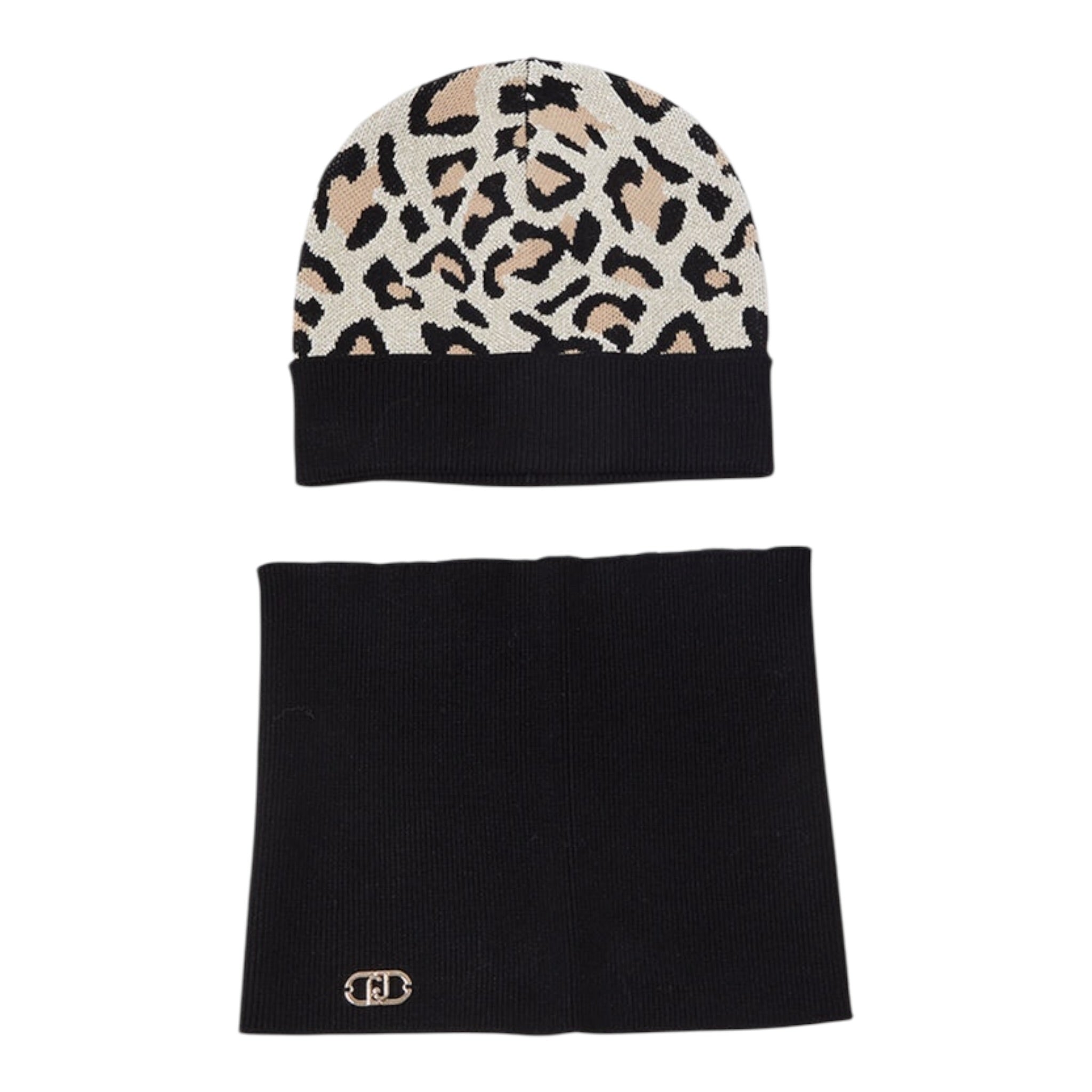 Liu Jo Set Cappello-Sciarpa Fantasia Maculata Beige/Nero per Bambina KF5123 BEIGE/NERO LIU JO 
