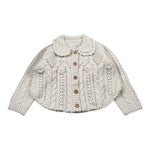 Louise Misha Cardigan tinta unita con Colletto Beige per Bambina GRCW25C0154 BEIGE LOUISE MISHA 