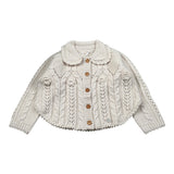 Louise Misha Cardigan tinta unita con Colletto Beige per Bambina GRCW25C0154 BEIGE LOUISE MISHA 