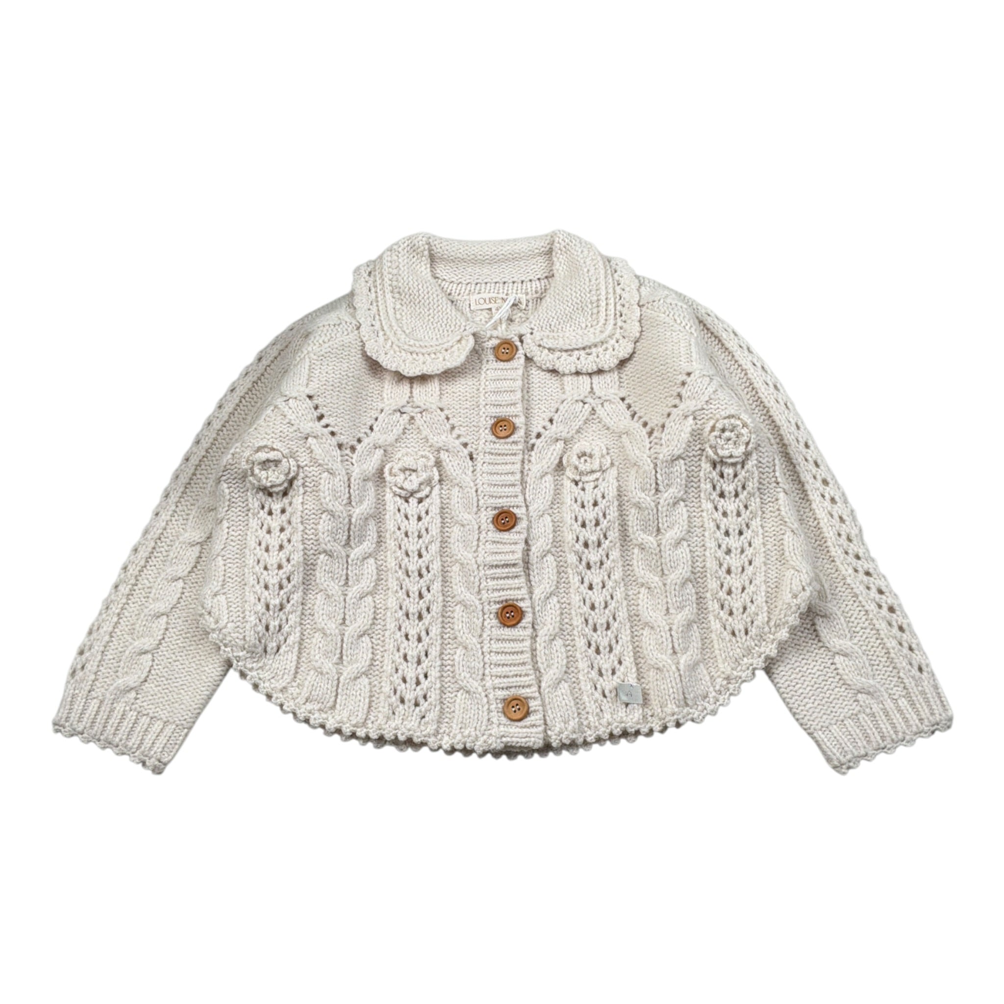 Louise Misha Cardigan tinta unita con Colletto Beige per Bambina GRCW25C0154 BEIGE LOUISE MISHA 