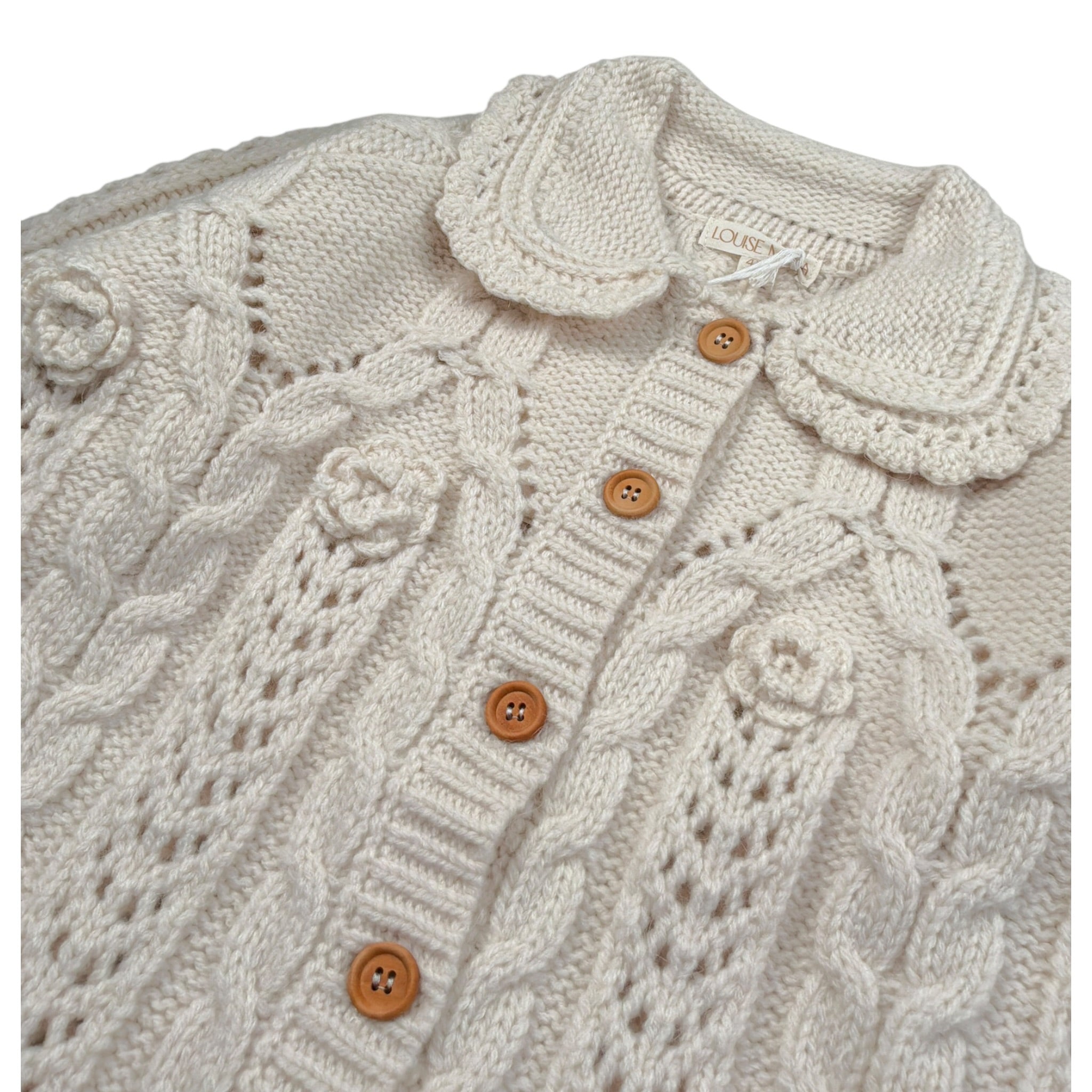 Louise Misha Cardigan tinta unita con Colletto Beige per Bambina GRCW25C0154 BEIGE LOUISE MISHA 