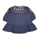 Louise Misha Abito tinta unita con Ricami Blu per Bambina GRIW25S0011 BLU LOUISE MISHA 