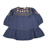 Louise Misha Abito tinta unita con Ricami Blu per Bambina GRIW25S0011 BLU LOUISE MISHA 