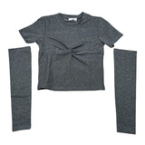 Lu Lu By Miss Grant T-Shirt tinta unita con Manicotti Grigio per Bambina LL3842 GRIGIO LU LU BY MISS GRANT 