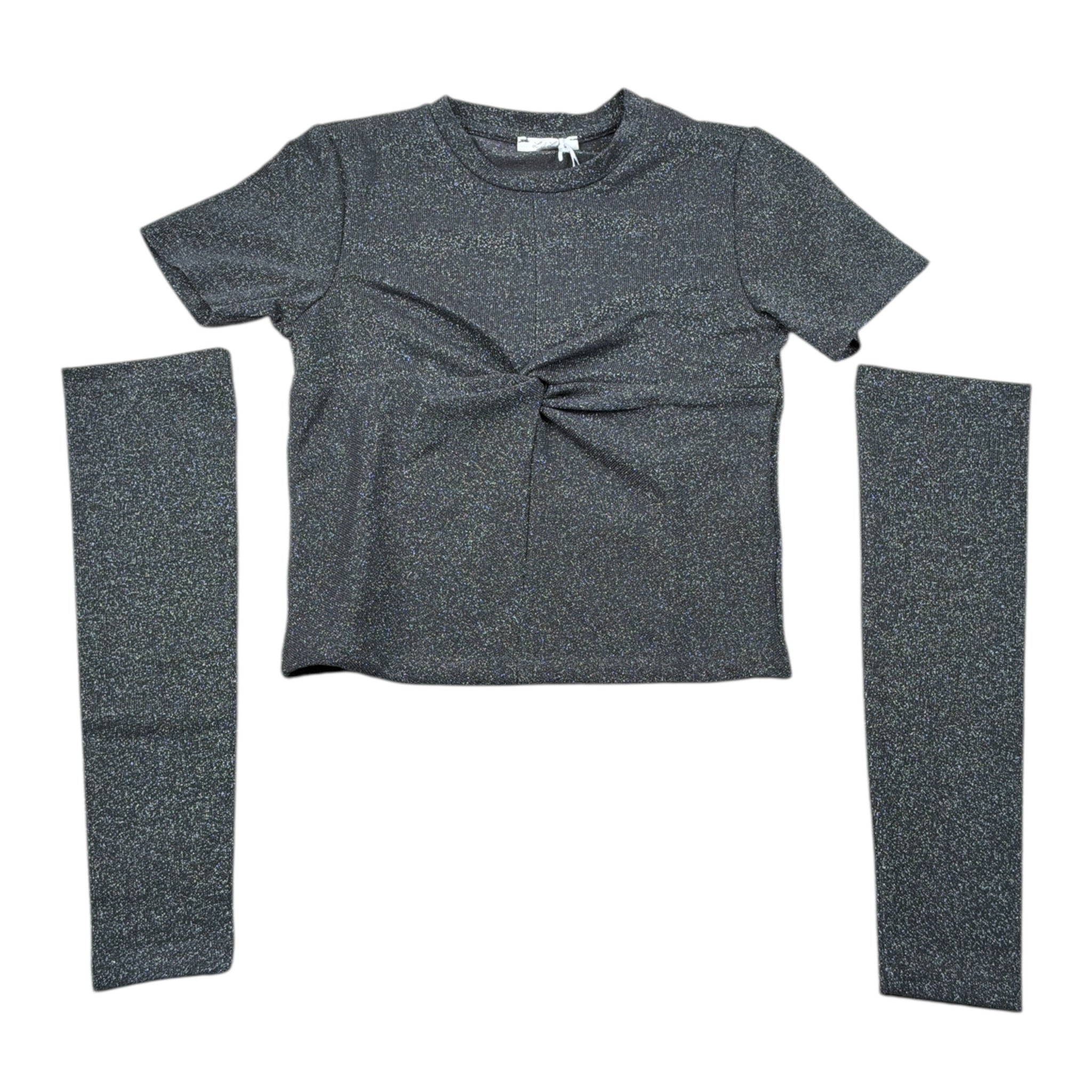 Lu Lu By Miss Grant T-Shirt tinta unita con Manicotti Grigio per Bambina LL3842 GRIGIO LU LU BY MISS GRANT 