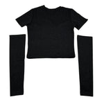 Lu Lu By Miss Grant T-Shirt tinta unita con Manicotti Nero per Bambina LL3842 NERO LU LU BY MISS GRANT 