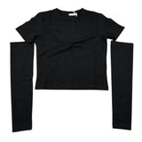 Lu Lu By Miss Grant T-Shirt tinta unita con Manicotti Nero per Bambina LL3842 NERO LU LU BY MISS GRANT 
