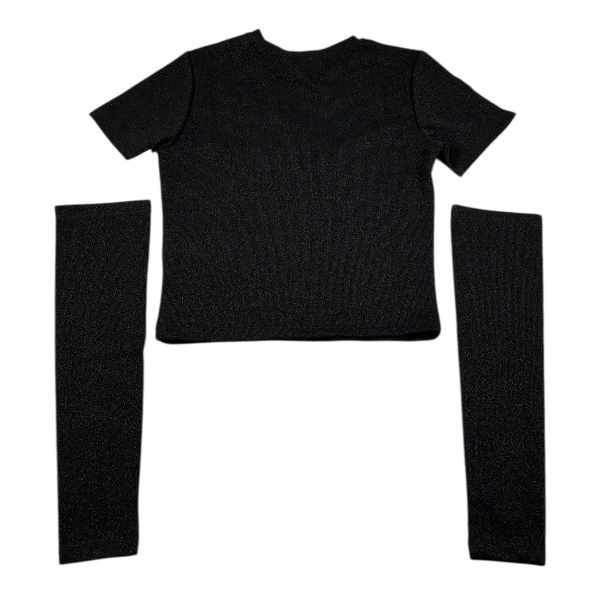 Lu Lu By Miss Grant T-Shirt tinta unita con Manicotti Nero per Bambina LL3842X NERO LU LU BY MISS GRANT 