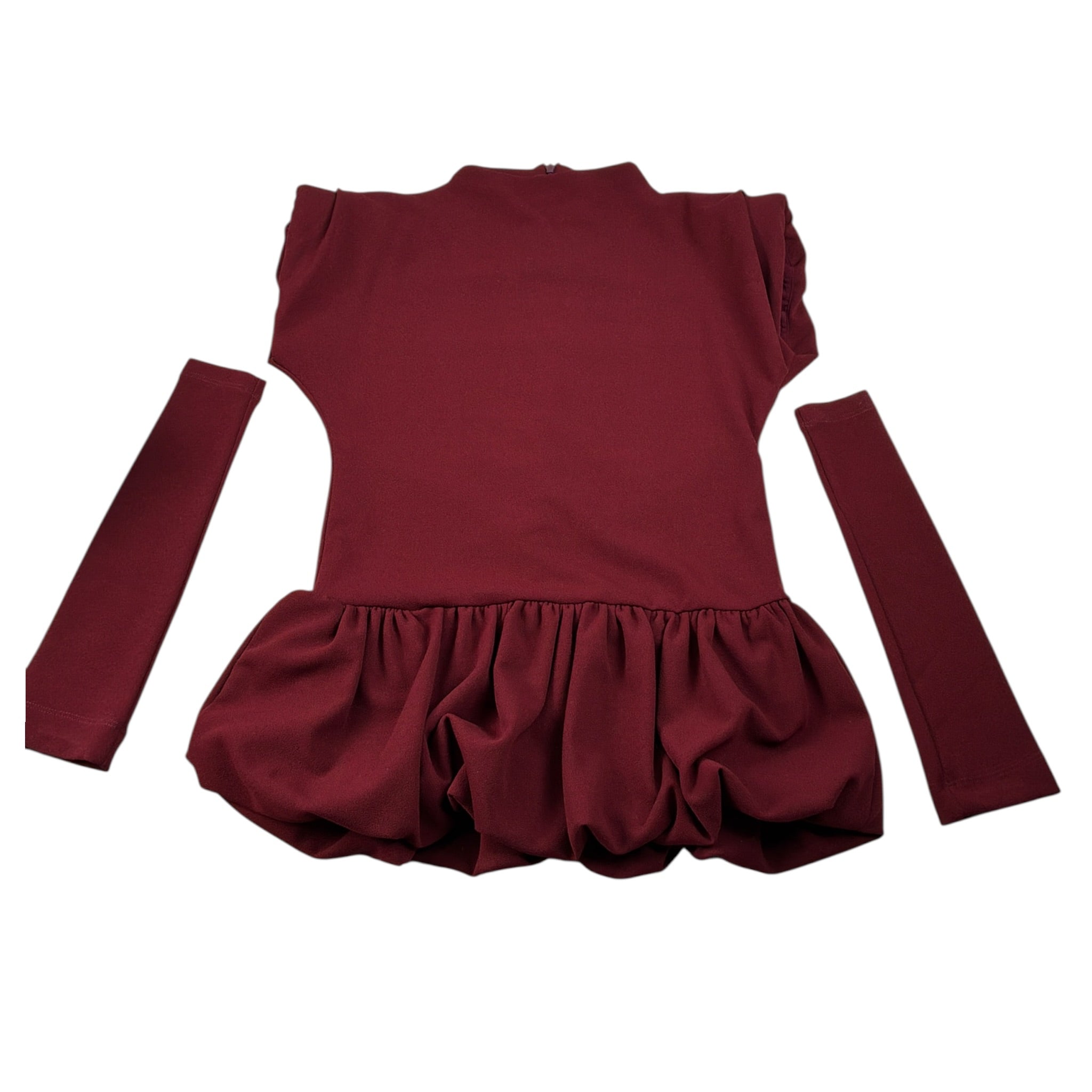 Lu Lu By Miss Grant Abito tinta unita con Manicotti Bordeaux per Bambina LL3994X BORDEAUX LU LU BY MISS GRANT 
