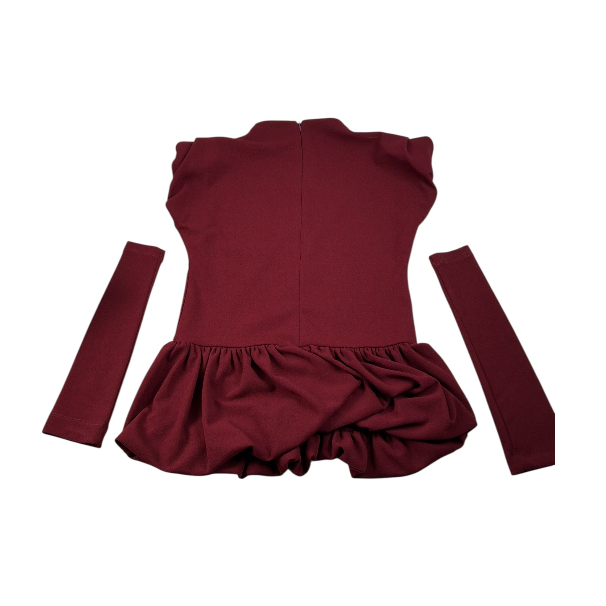 Lu Lu By Miss Grant Abito tinta unita con Manicotti Bordeaux per Bambina LL3994X BORDEAUX LU LU BY MISS GRANT 