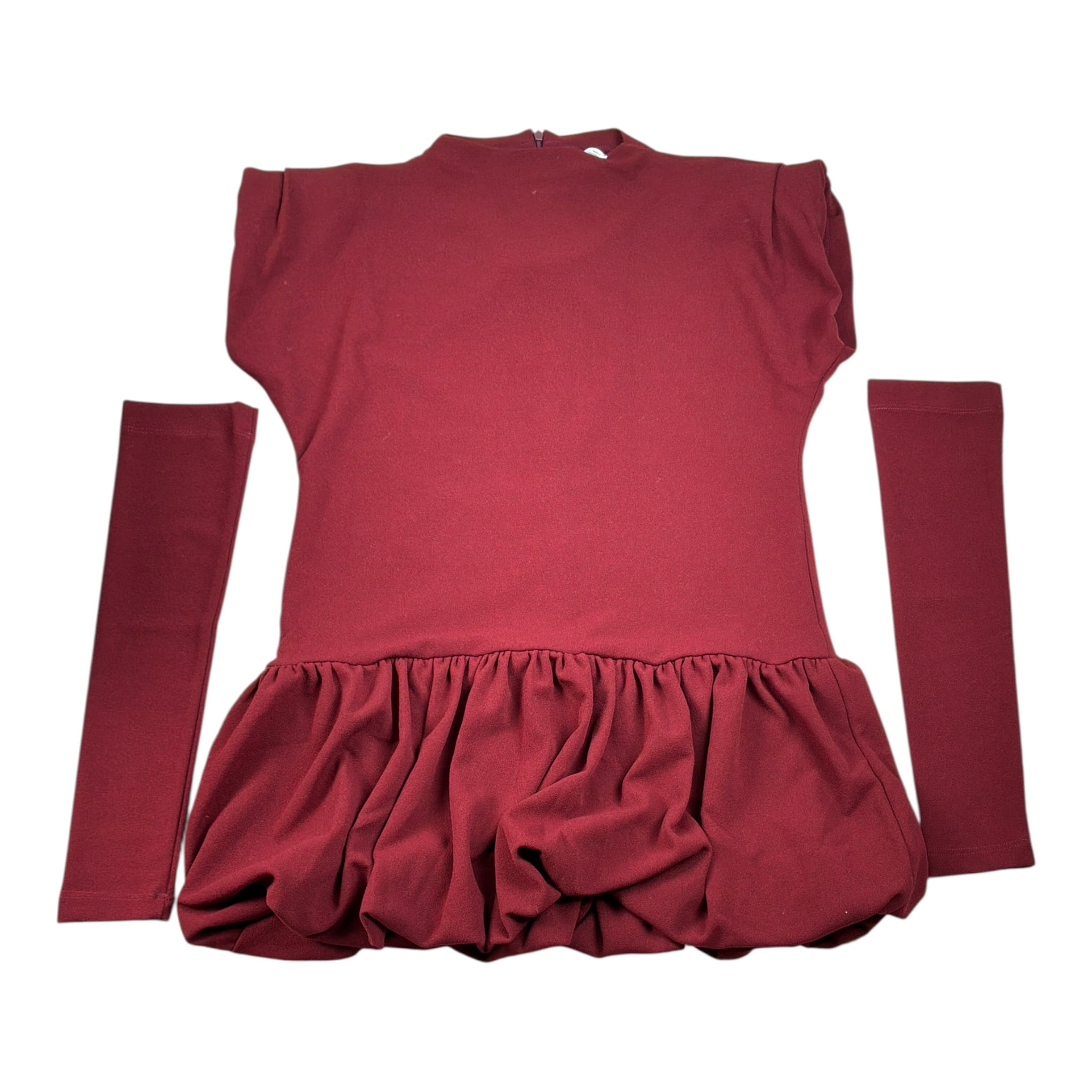 Lu Lu By Miss Grant Abito tinta unita con Manicotti Bordeaux per Bambina LL3994XX BORDEAUX LU LU BY MISS GRANT 