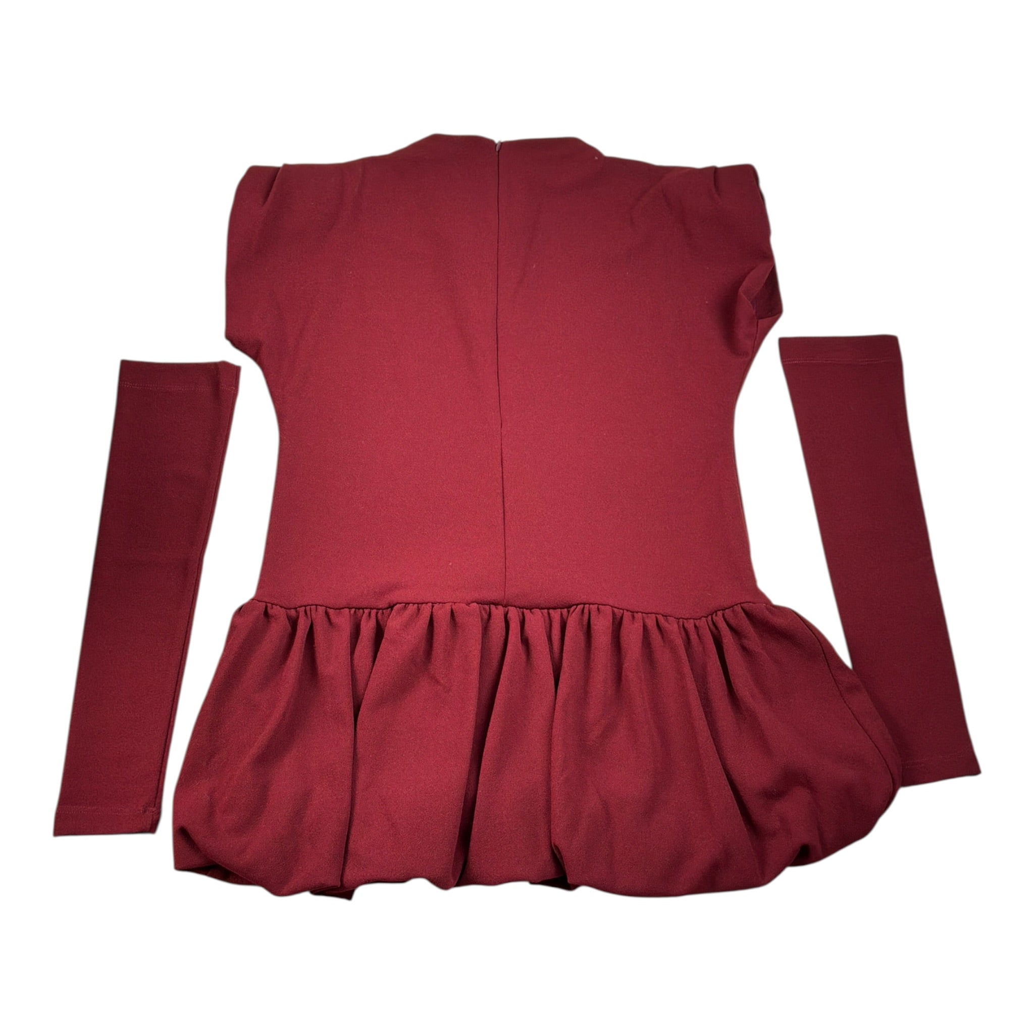 Lu Lu By Miss Grant Abito tinta unita con Manicotti Bordeaux per Bambina LL3994XX BORDEAUX LU LU BY MISS GRANT 