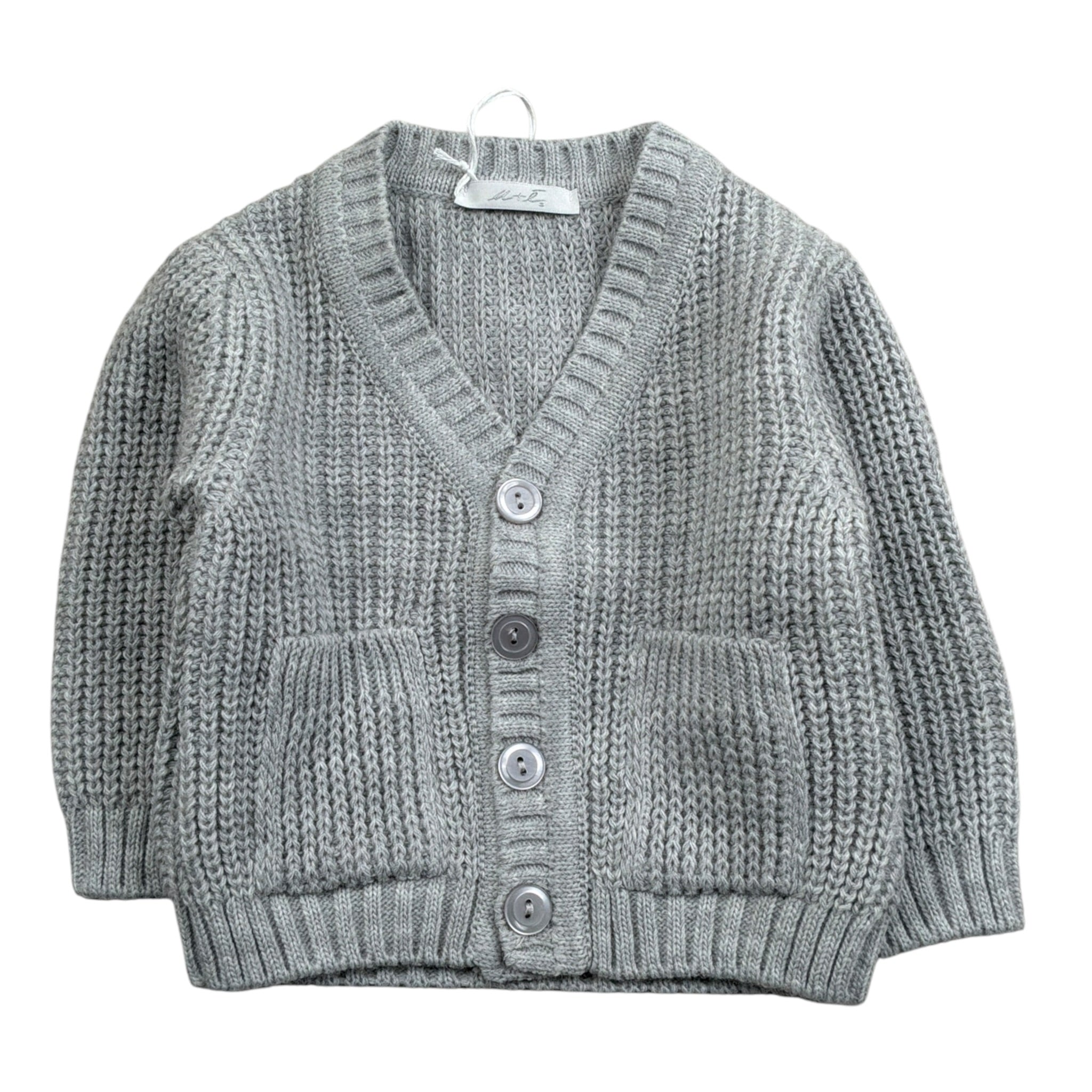 U+È Cardigan tinta unita con Bottoni Grigio per Neonato UEM0428 GRIGIO U+è 