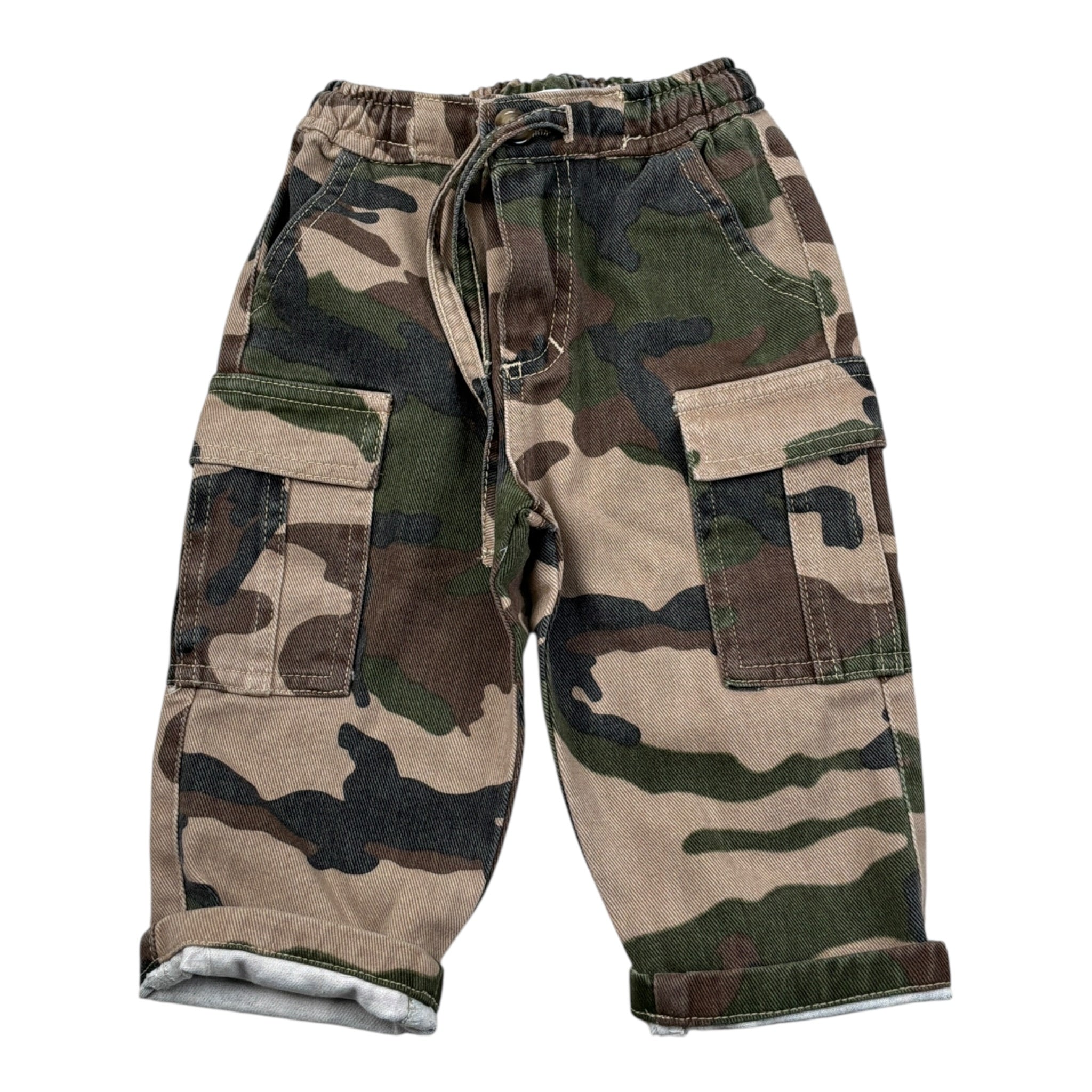 U+È Pantalone tinta unita con Fantasia Militare Verde per Neonato UEM0591N VERDE U+è 