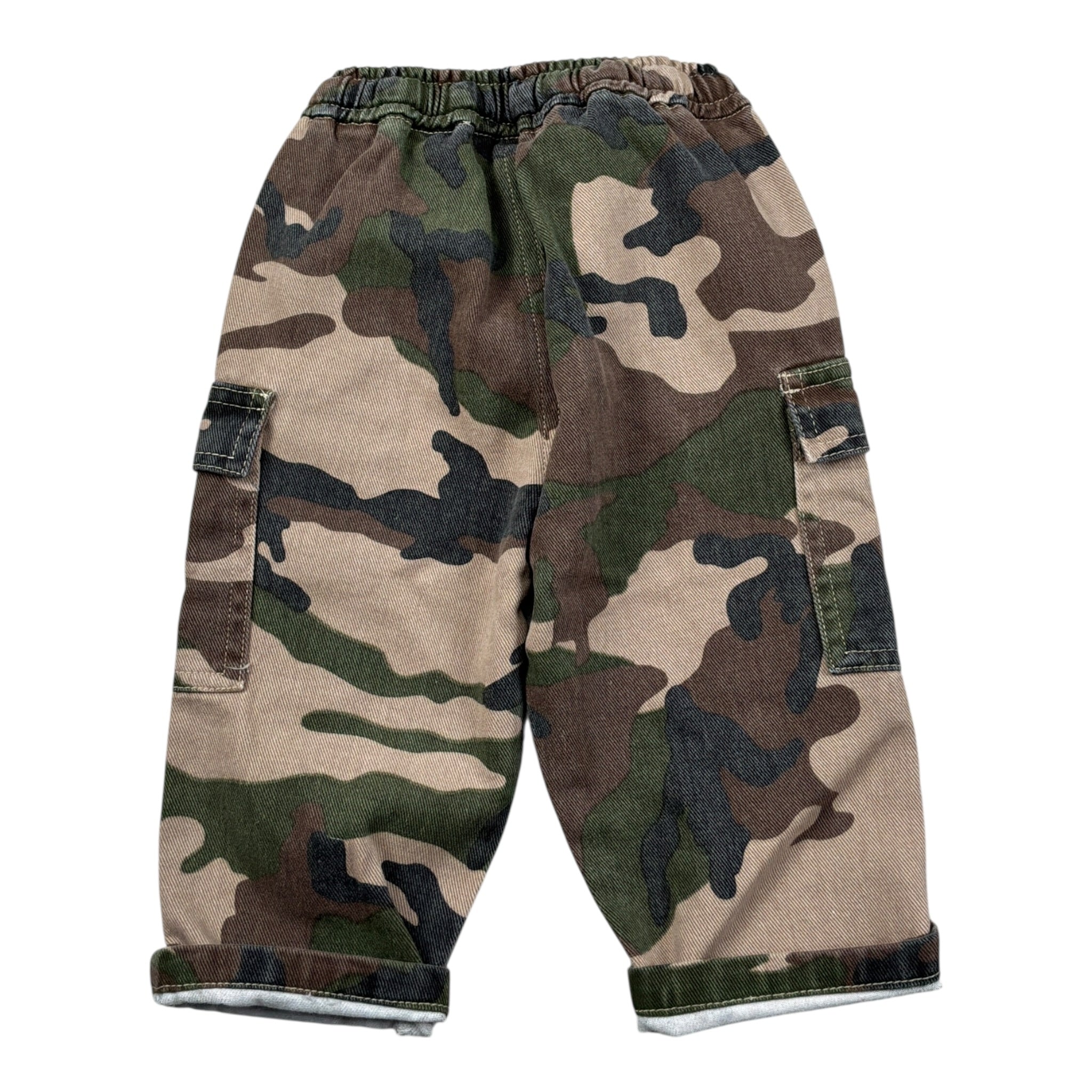 U+È Pantalone tinta unita con Fantasia Militare Verde per Bambino UEM0591 VERDE U+è 