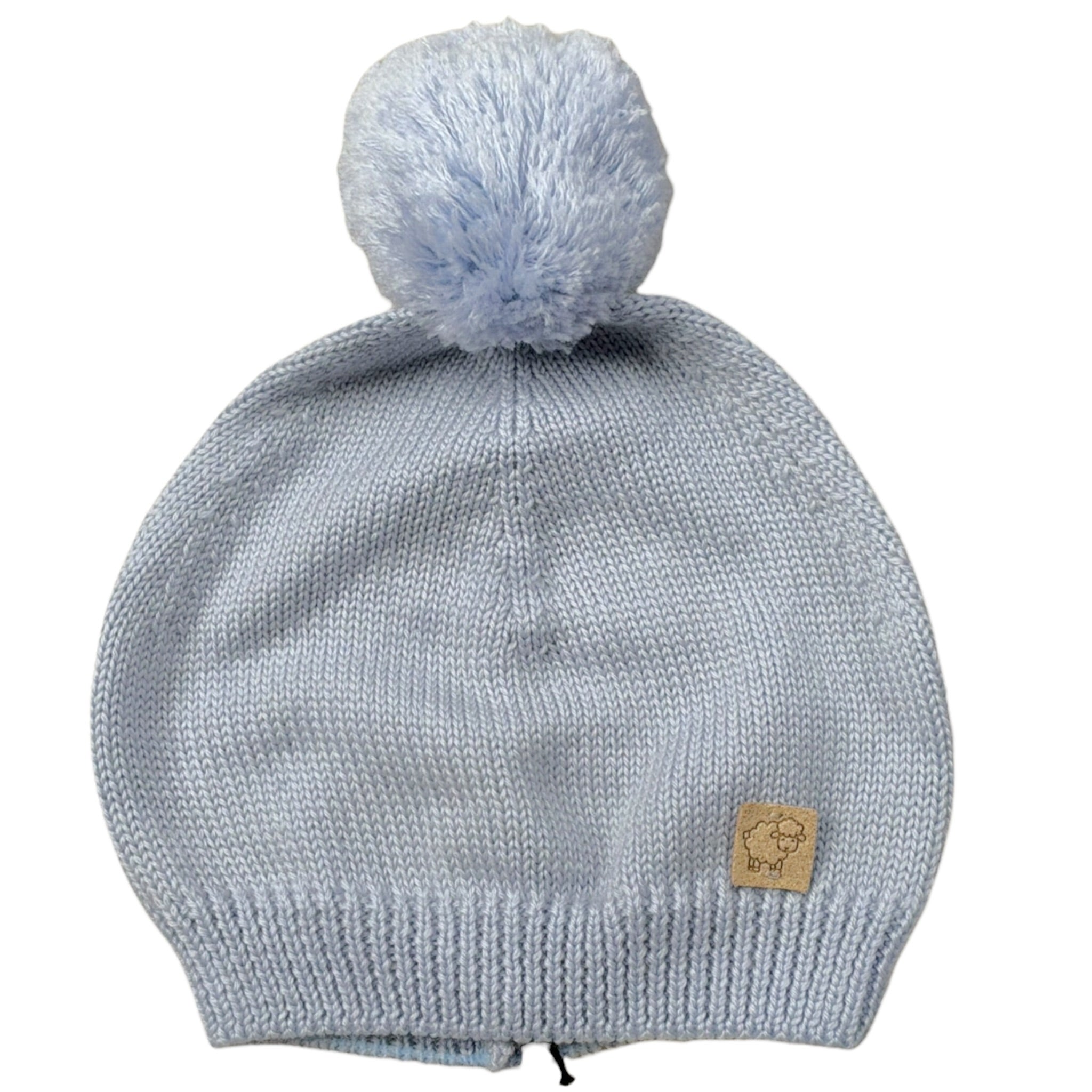 Maglifici Di Verona Cappello tinta unita In Filo con Pon Pon Azzurro per Neonato 045413 AZZURRO MAGLIFICI DI VERONA 