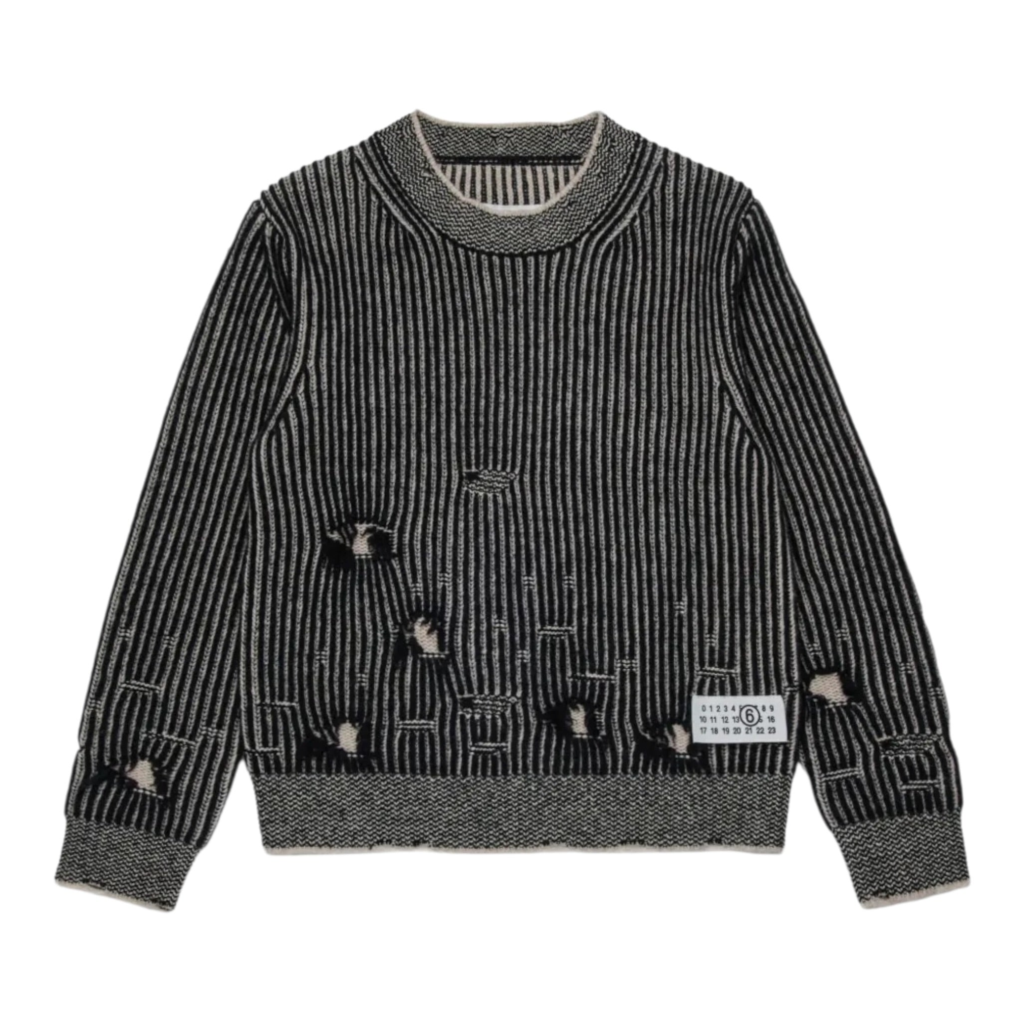 Maison Margiela Maglia tinta unita con Fantasia A Righe Nero per Bambino M60881MM06K NERO MAISON MARGIELA 