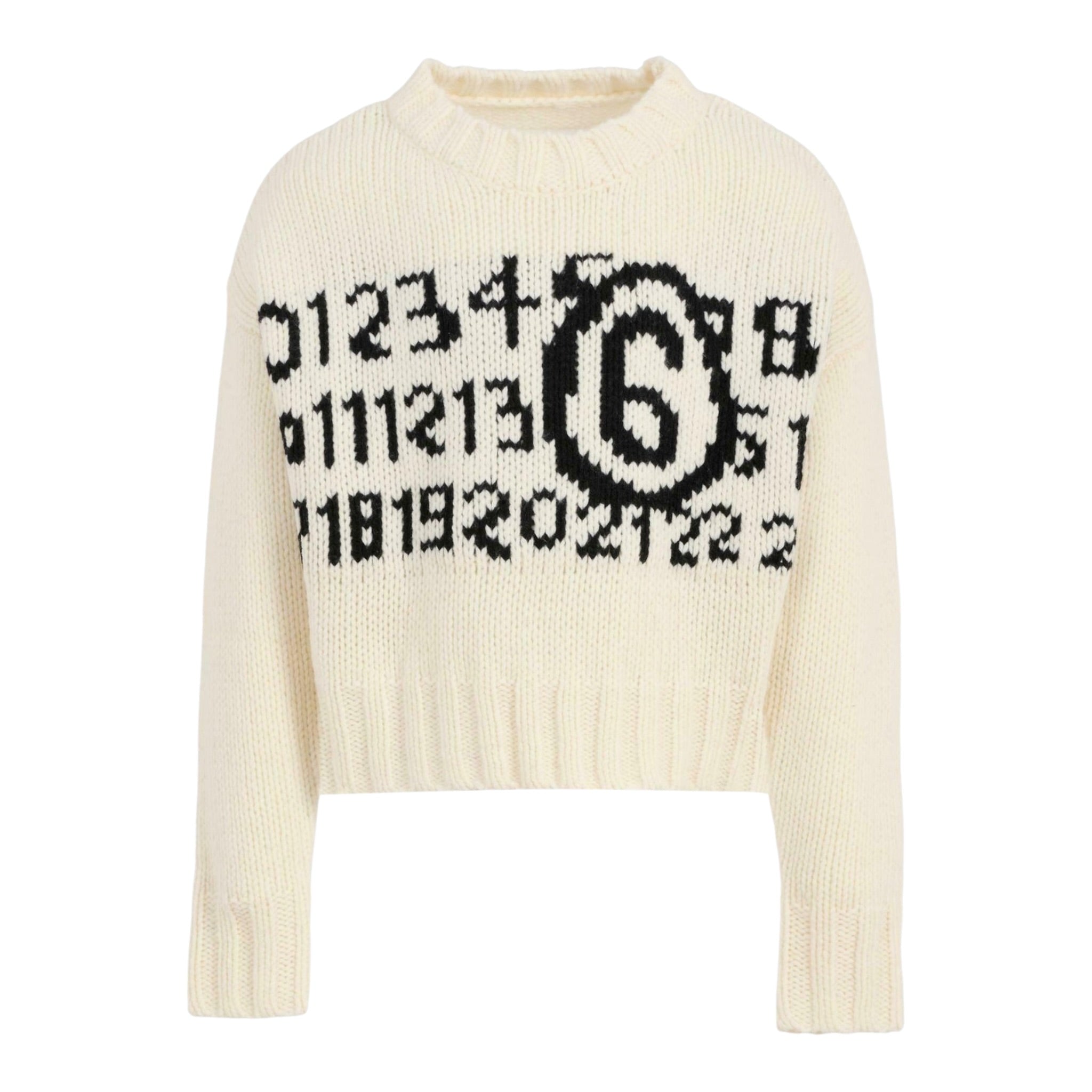 Maison Margiela Maglia Girocollo tinta unita con Ricami Panna per Bambina M60882 PANNA MAISON MARGIELA 