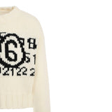 Maison Margiela Maglia Girocollo tinta unita con Ricami Panna per Bambina M60882 PANNA MAISON MARGIELA 