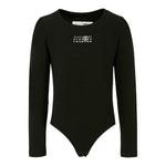 Maison Margiela Body Manica Lunga tinta unita con Stampa Logo Nero per Bambina M60911 NERO MAISON MARGIELA 