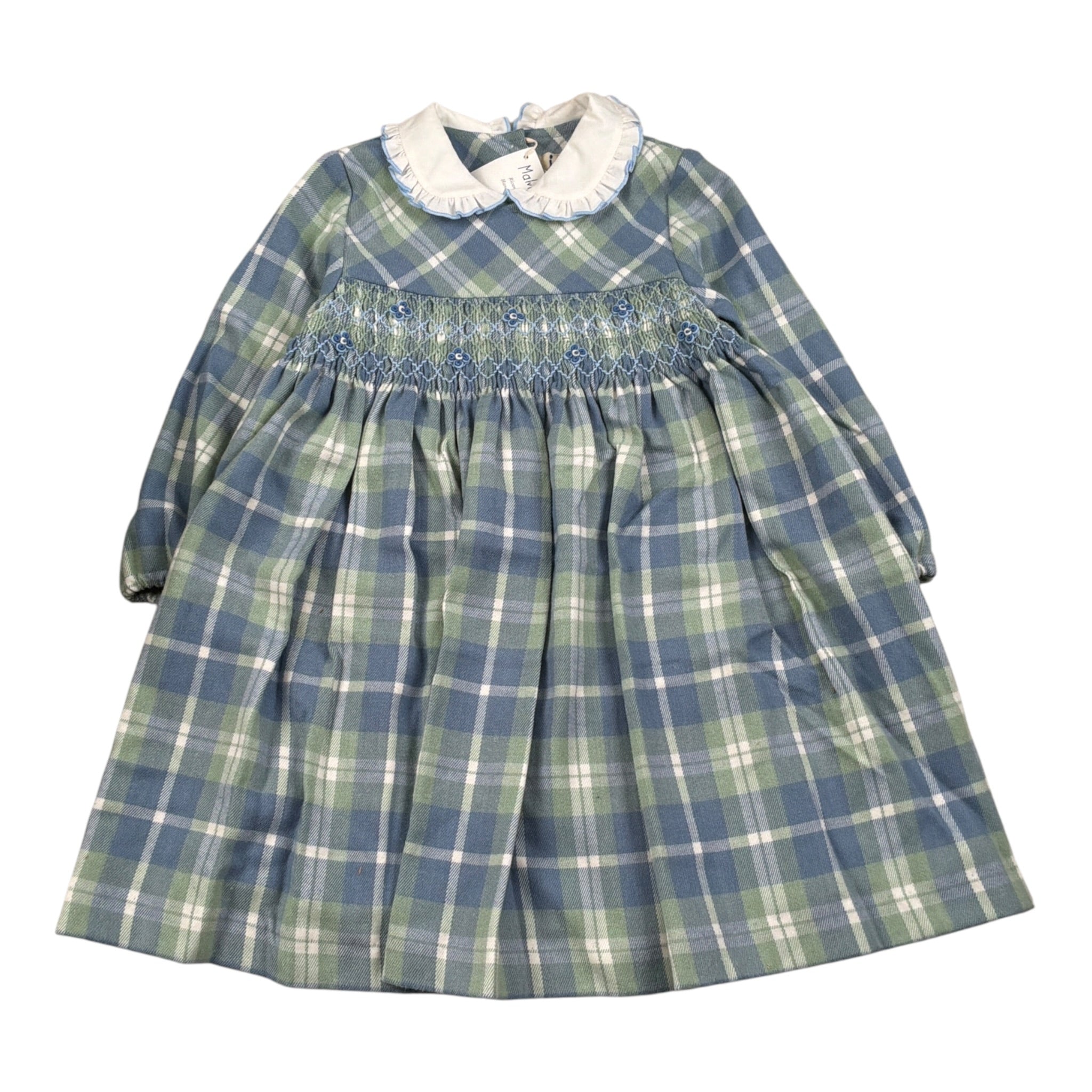 Malvi & Co Abito tinta unita con Fantasia A Quadri Azzurro per Neonata F25I108VELRS AZZURRO MALVI & CO 