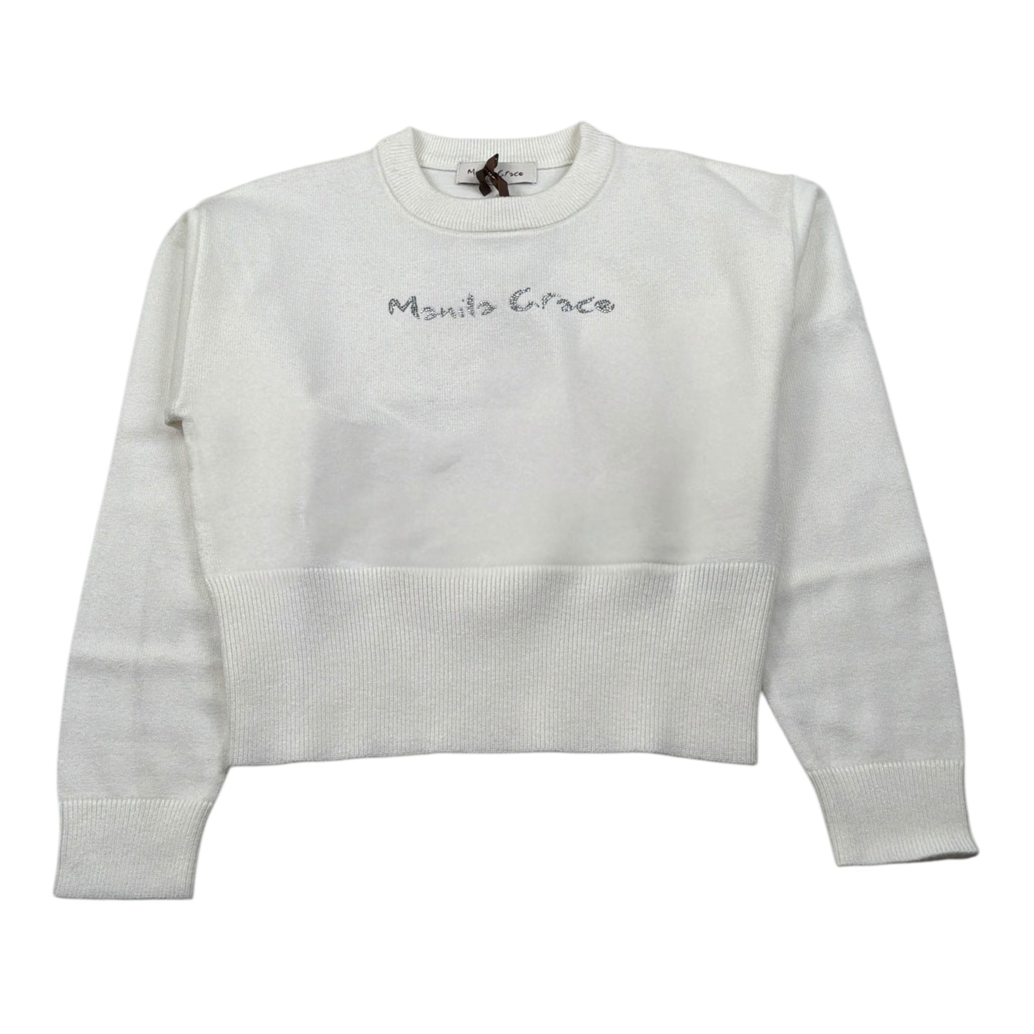Manila Grace Maglia Girocollo tinta unita Panna per Bambina M2828W25 PANNA MANILA GRACE 