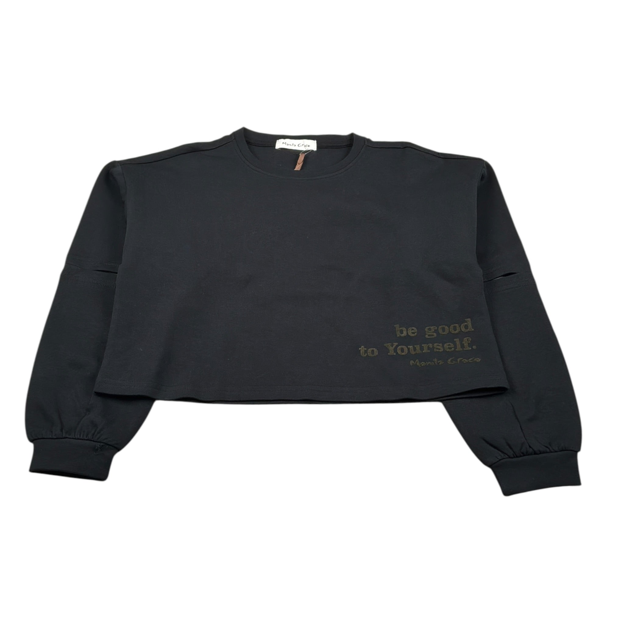 Manila Grace Felpa Chiusa Girocollo tinta unita Nero per Bambina M2910W25 NERO MANILA GRACE 
