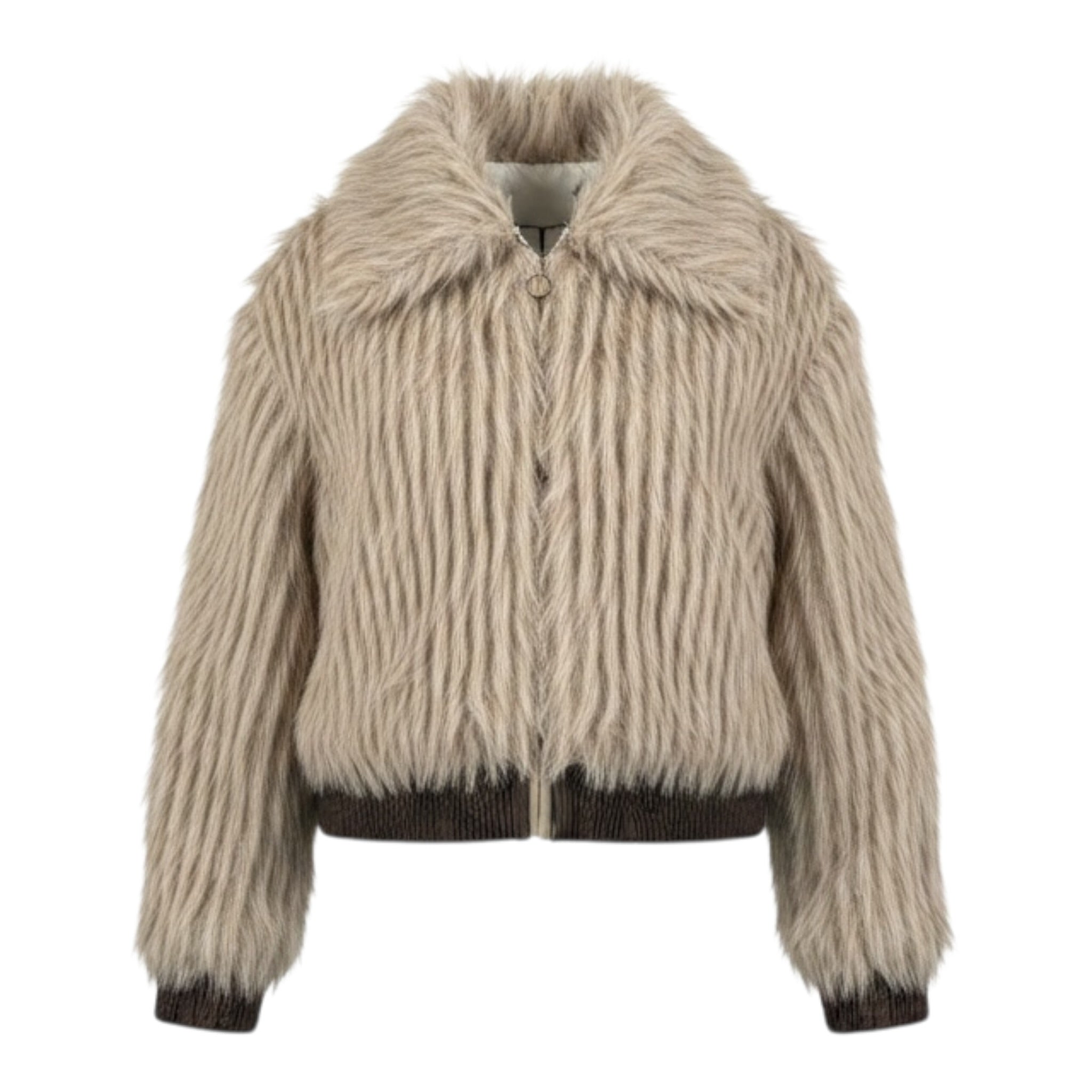 Manila Grace Pelliccia tinta unita con Zip Beige per Bambina M2951W25 BEIGE MANILA GRACE 