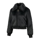 Manila Grace Pelliccia tinta unita con Zip Nero per Bambina M2951W25 NERO MANILA GRACE 